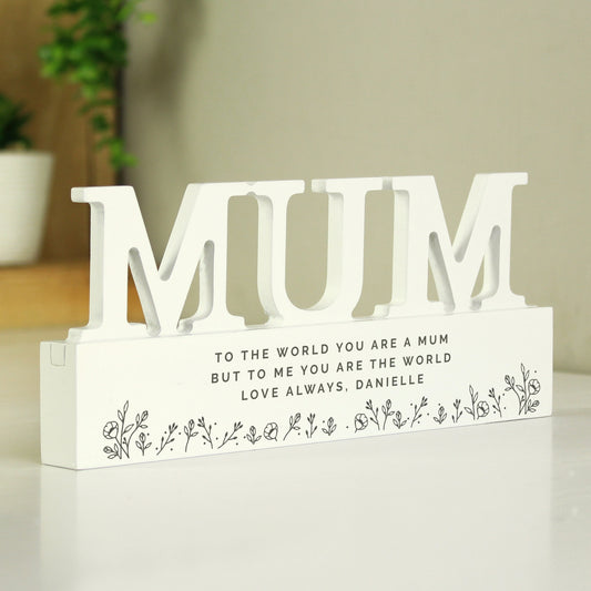 Floral Personalised Wooden Mum Ornament