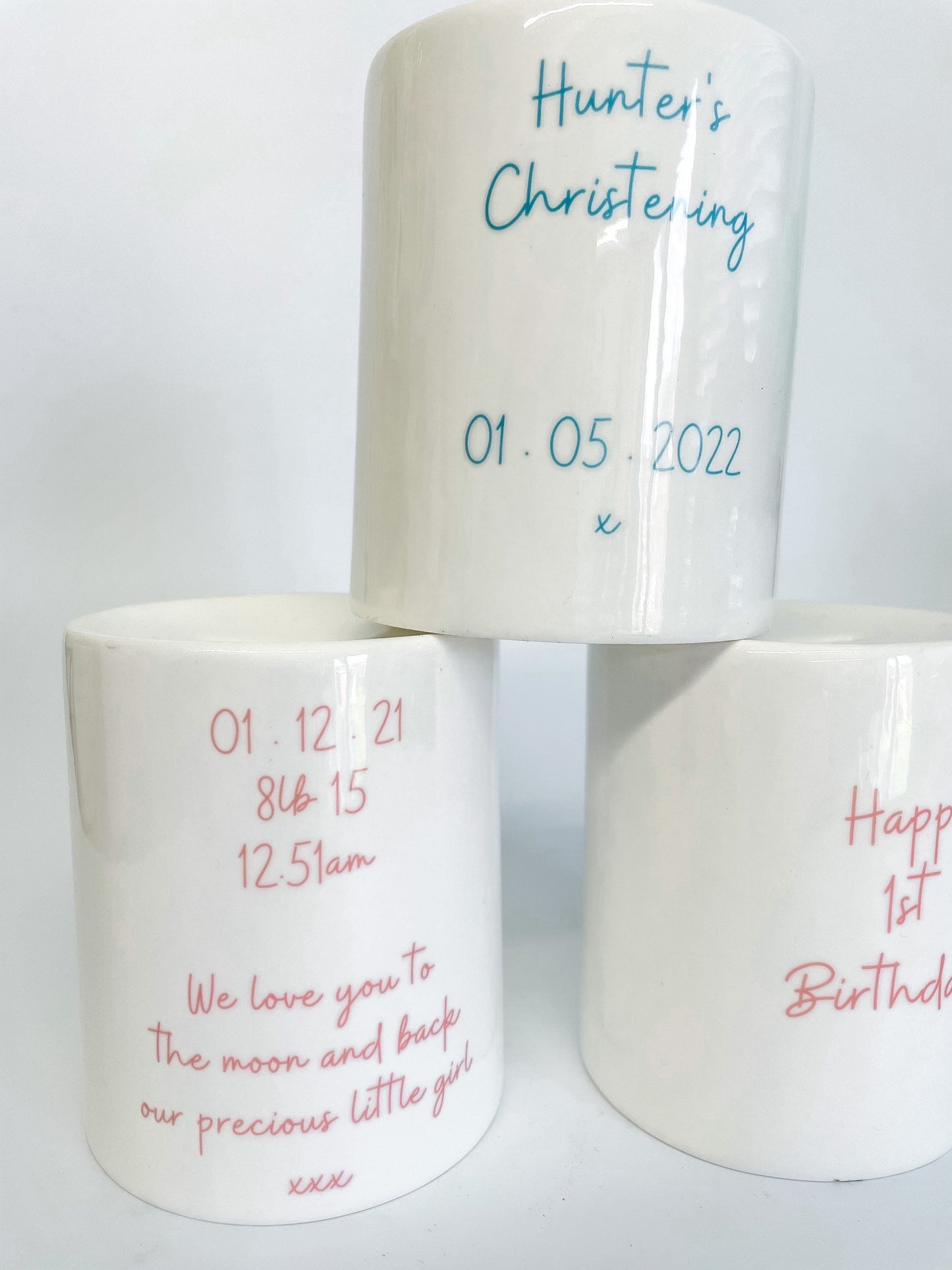 New Baby Money Box | Ceramic | Personalised Keepsake | Baby Boy & Girl Gift | First Birthday | My First Money Box | Birth Details