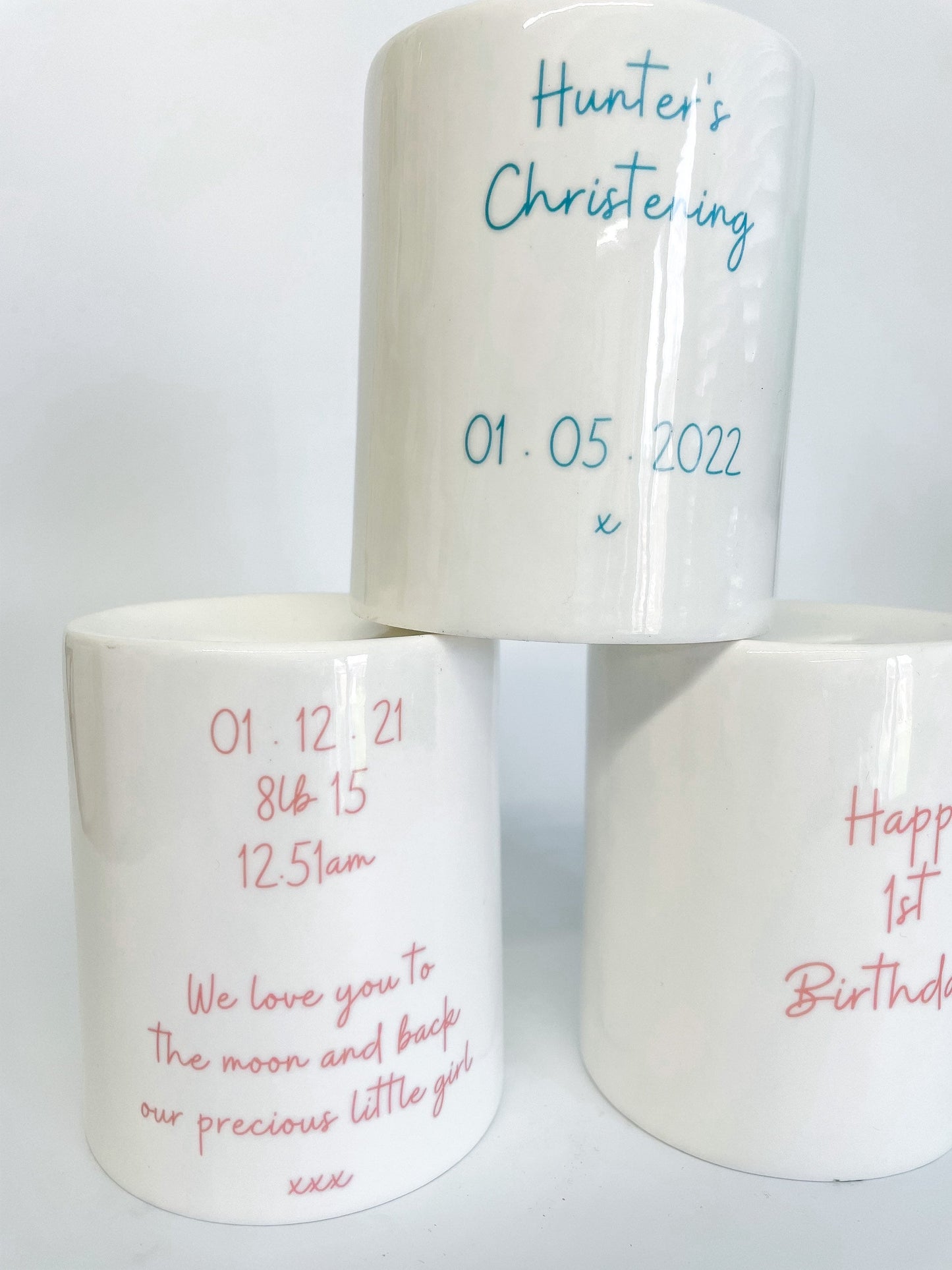 Personalised Money Box | Ceramic | Christening Keepsake | Baptism | Naming Day | Boy & Girl Gift | New Baby Gift | First Birthday |