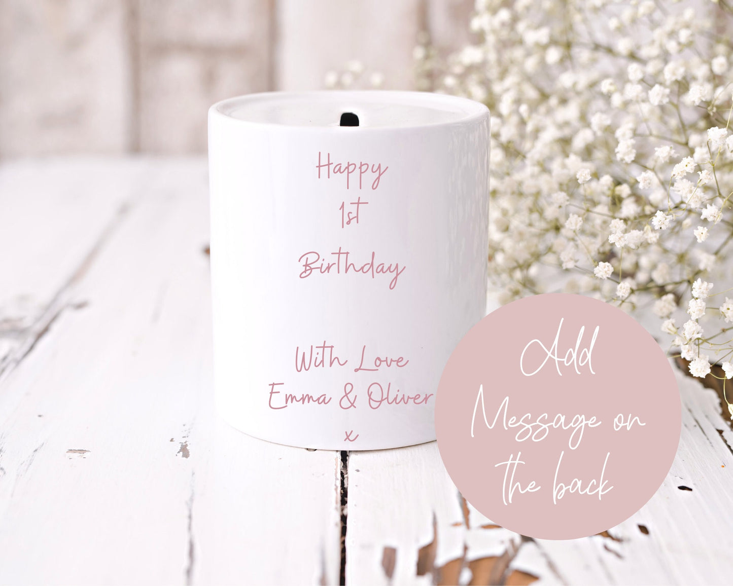Personalised Carousel Money Box | Ceramic | Christening Keepsake | Baptism | Naming Day | Girl & Boy Gift | New Baby Gift | First Birthday