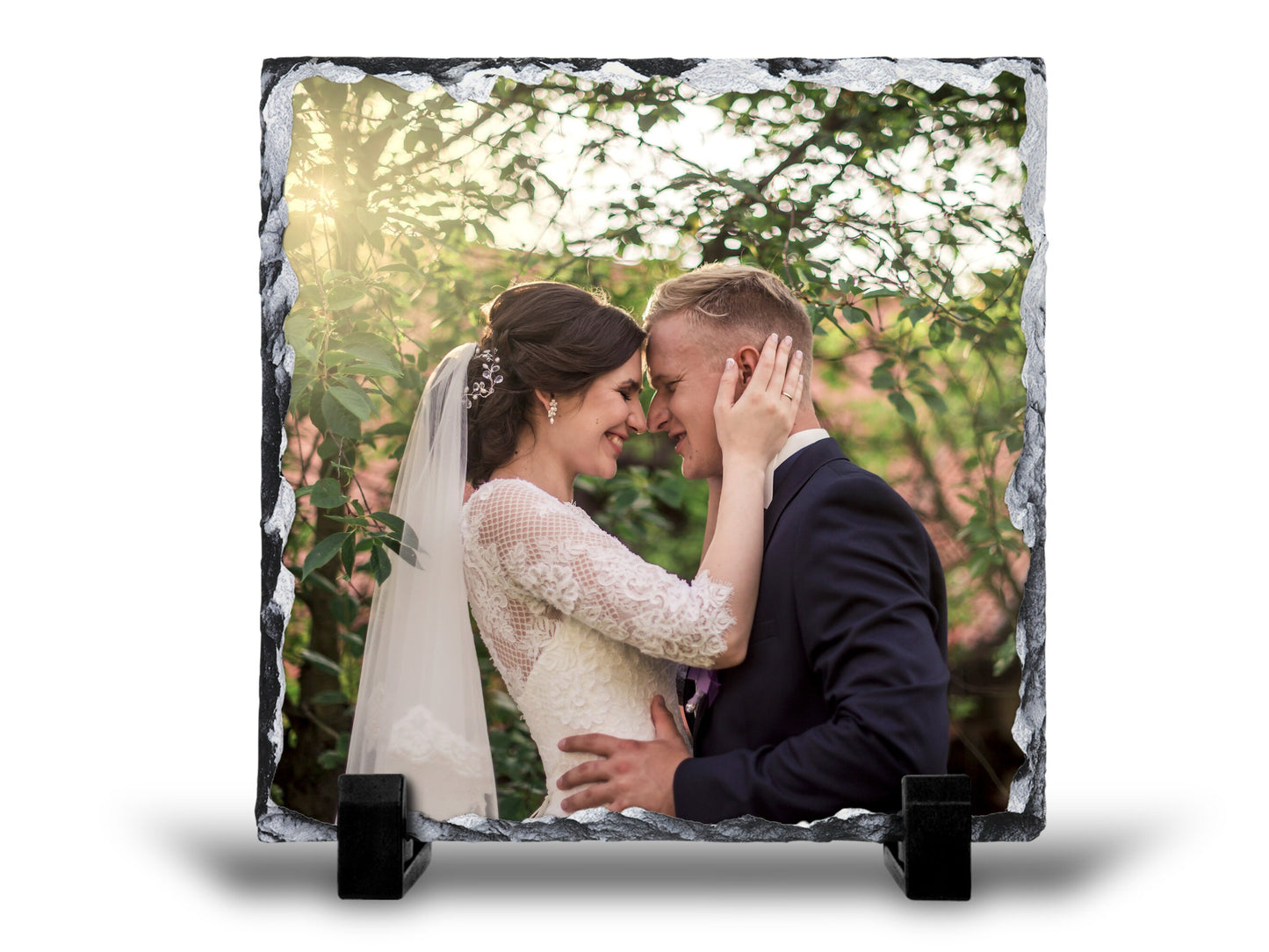 Large Square Photo Slate | 20x20cm Personalised Rock Slate | Custom Photo Gift | Housewarming | Birthday | Wedding Engagement | Father’s Day