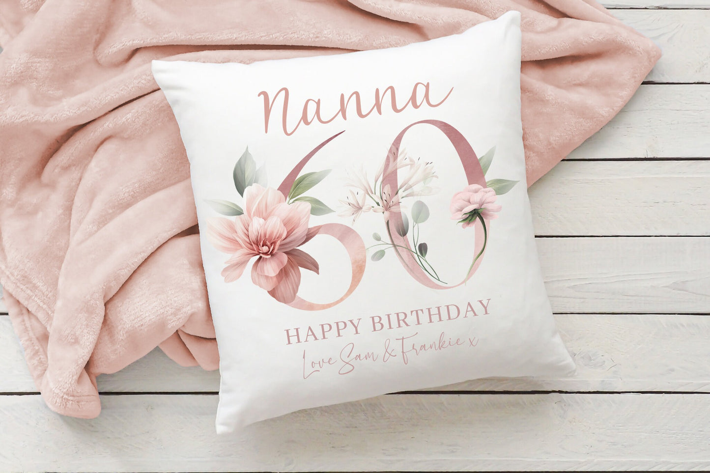 Personalised Milestone Cushion Birthday | Floral Number | Gifts for her | Name Pillow | 21st, 60th, 90th | Custom | Mum, Nan, Gran, Aunt