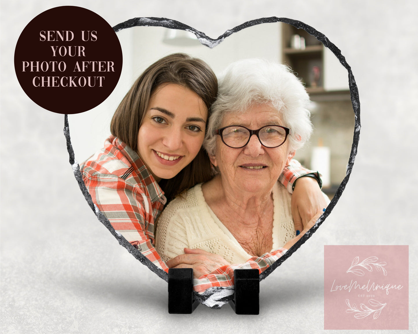 Heart Photo Slate Personalised Rock Slate | Custom Photo Gift | Housewarming | Birthday | Wedding Engagement | Father’s Day