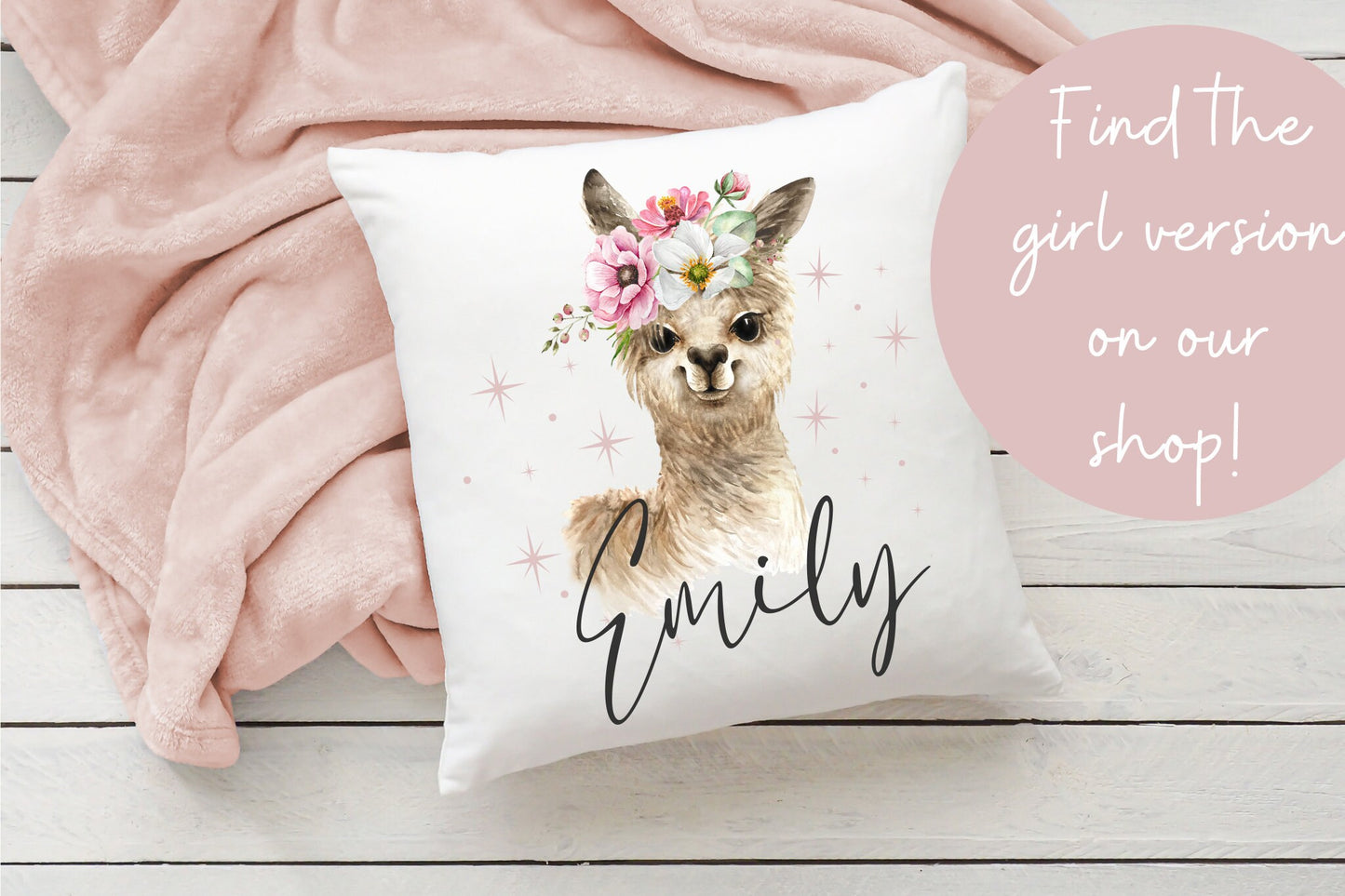 BOYS Llama Cushion | Personalised Print Design | Bedroom Decor | Cute Llama | Baby Gift | Birthday Gift | Scatter Cuddle | Boys room | Fun