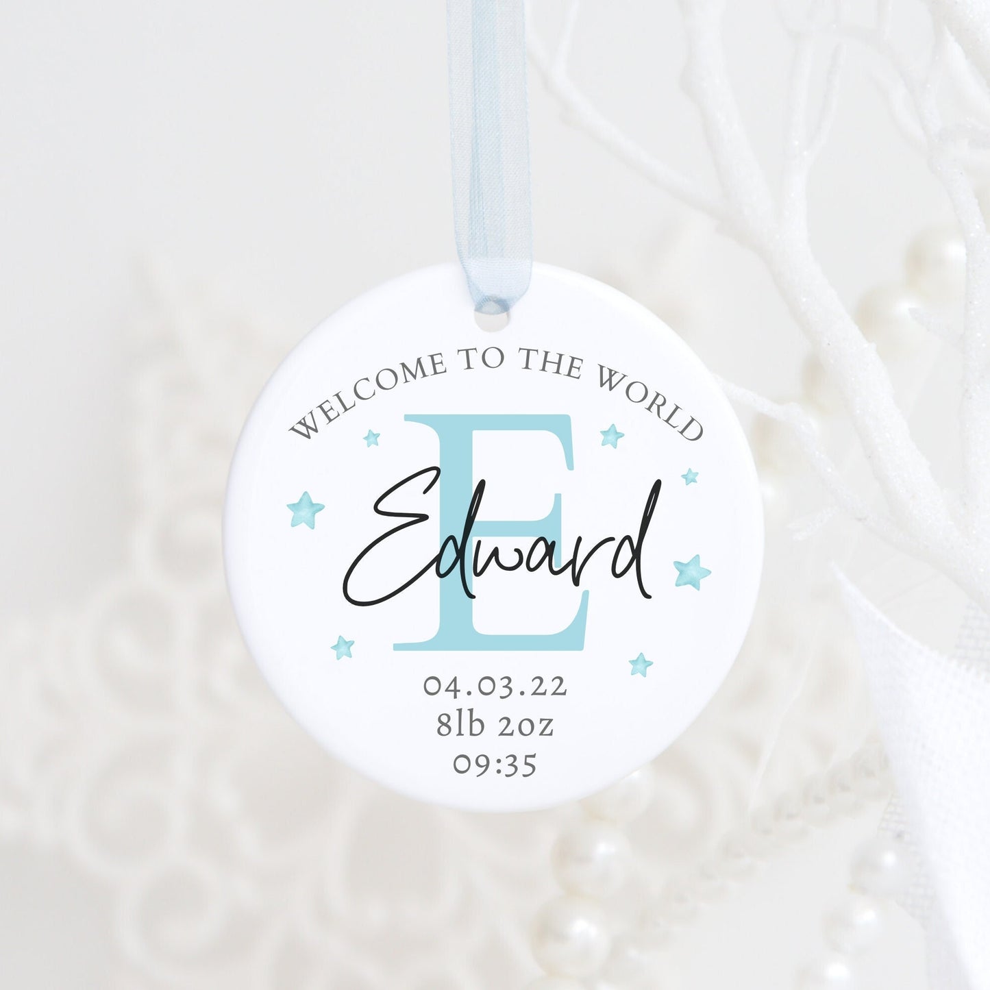 New baby Personalised Keepsake | welcome to the world gift | Ceramic decoration | Memory Box | New Born Gift | Custom | Name | Boy | Girl
