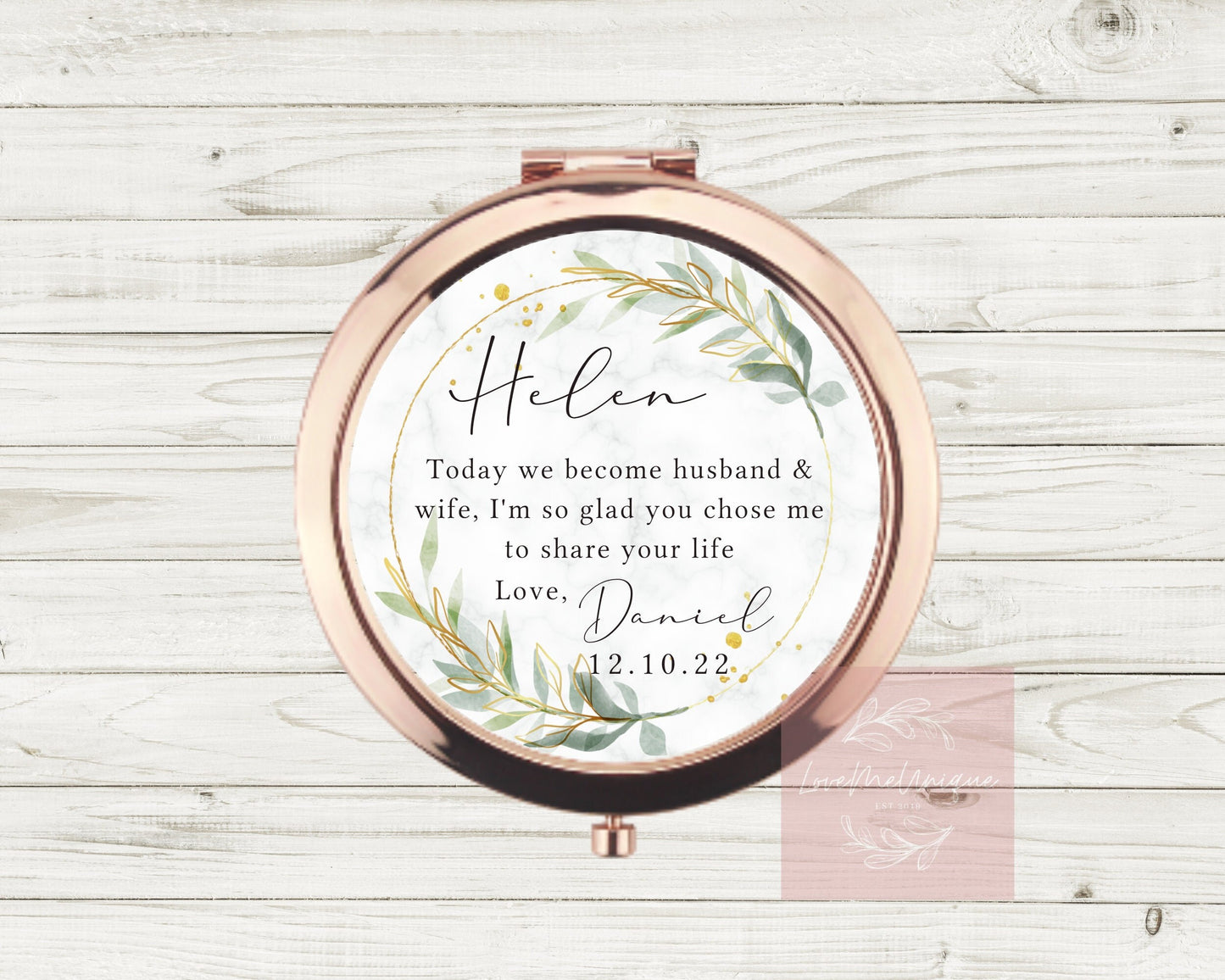 Personalised Wedding Day Compact Mirror | Wife to be gift | Gift from Husband | Keepsake | Bride | Wedding Morning | On our wedding day