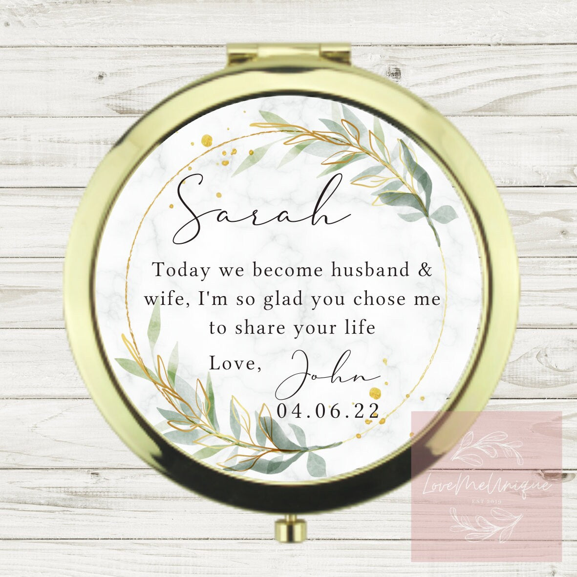Personalised Wedding Day Compact Mirror | Wife to be gift | Gift from Husband | Keepsake | Bride | Wedding Morning | On our wedding day