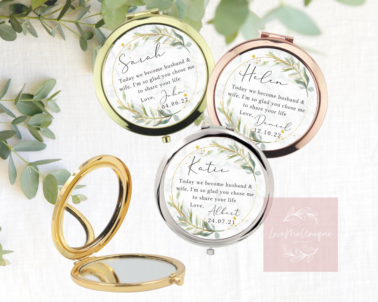 Personalised Wedding Day Compact Mirror | Wife to be gift | Gift from Husband | Keepsake | Bride | Wedding Morning | On our wedding day