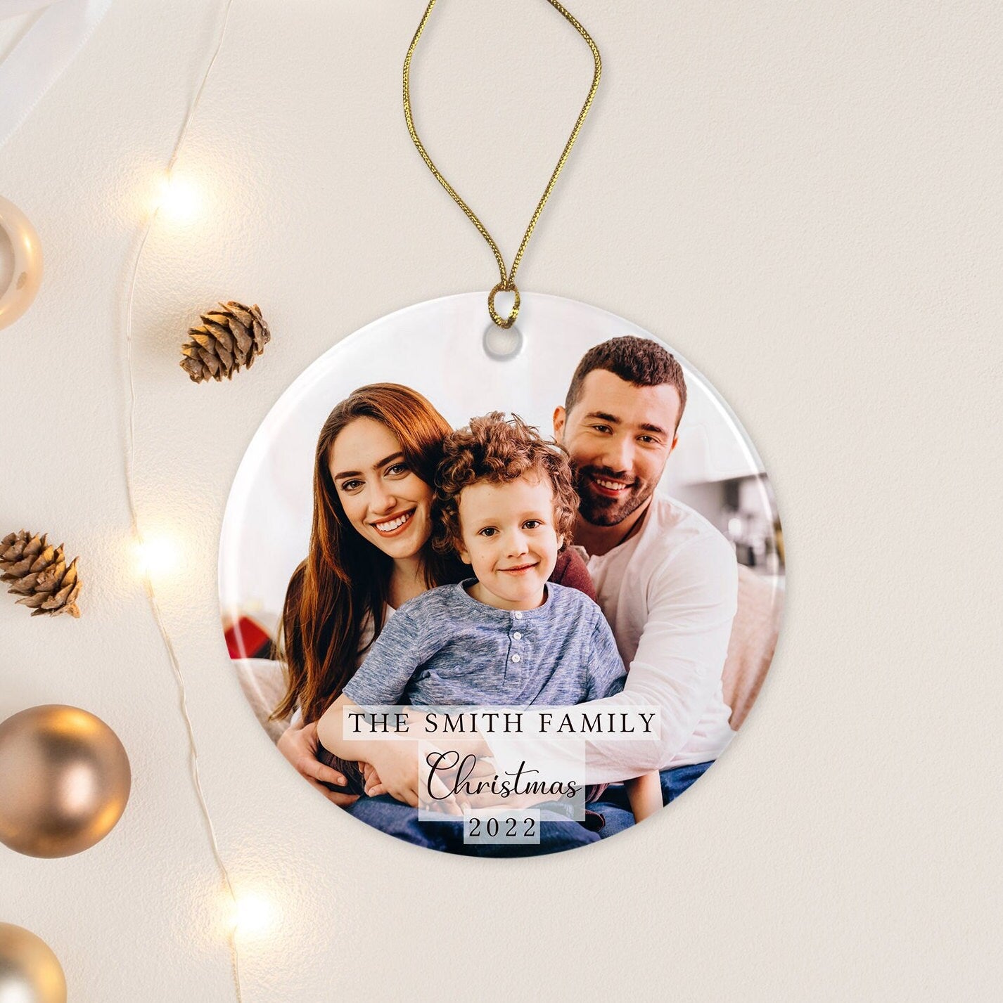 Family Christmas Tree Decoration | Personalised Ornament | Ceramic Bauble Keepsake | Grandchildren | Grandparents | Any Photo | Baby | Kids