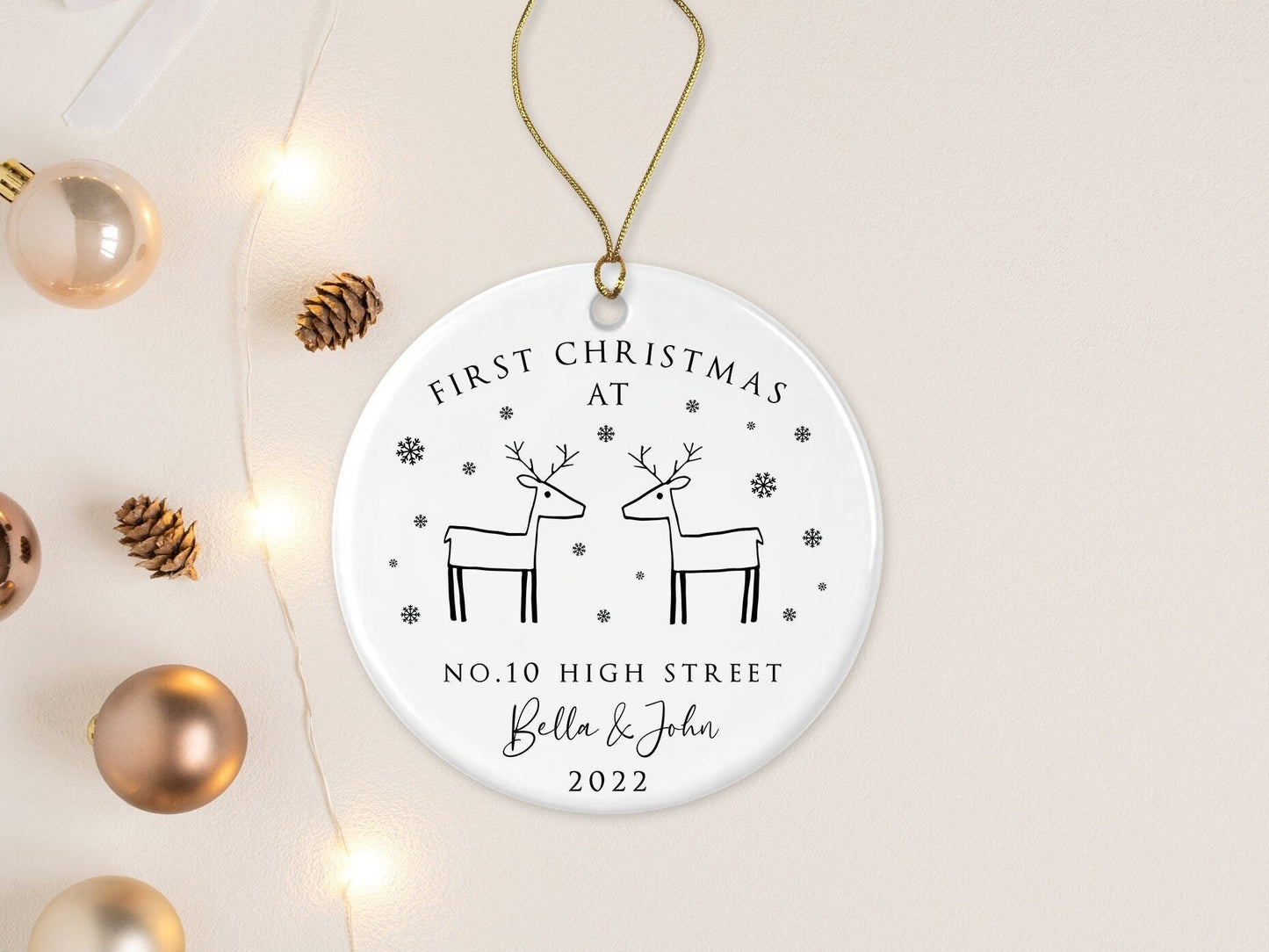 New Home First Christmas Tree Decoration | Personalised Ornament | Ceramic Bauble Keepsake Gift | Couple Gift