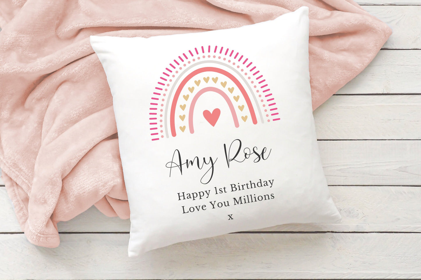 Girls Rainbow Cushion | Personalised Designs | Bedroom Deco | Nursery Decor | Baby Gift | Birthday Gift Ideas | Christening |