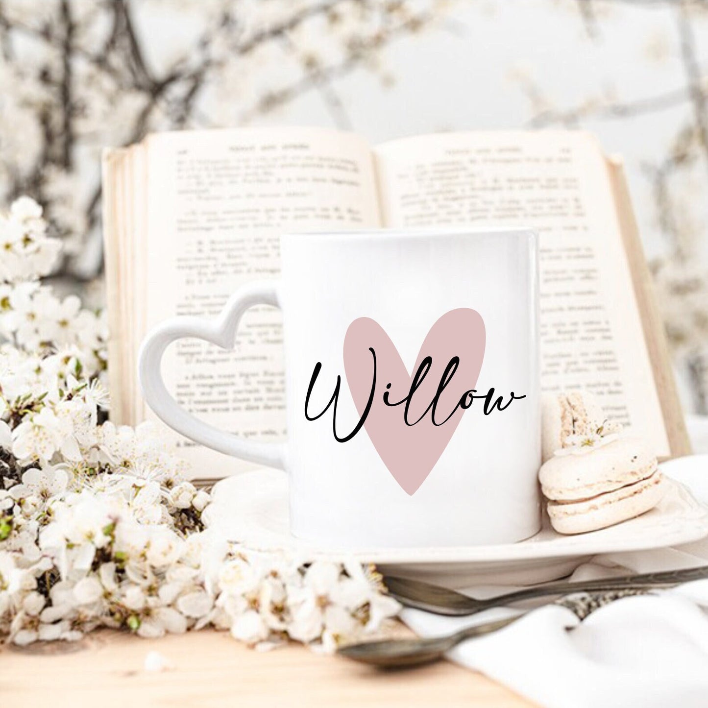 Personalised Name Heart Mug | Heart Handle Coffee Mug | Gifts for Her Mum | Best Friend | Custom Name | Birthday Christmas | Cute Mug
