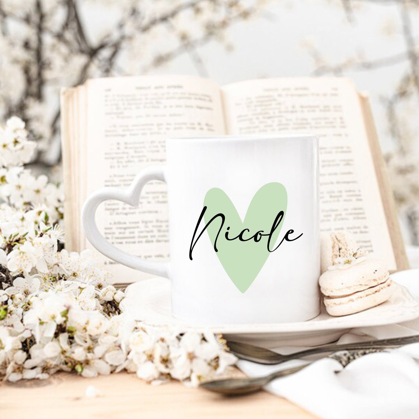 Personalised Name Heart Mug | Heart Handle Coffee Mug | Gifts for Her Mum | Best Friend | Custom Name | Birthday Christmas | Cute Mug