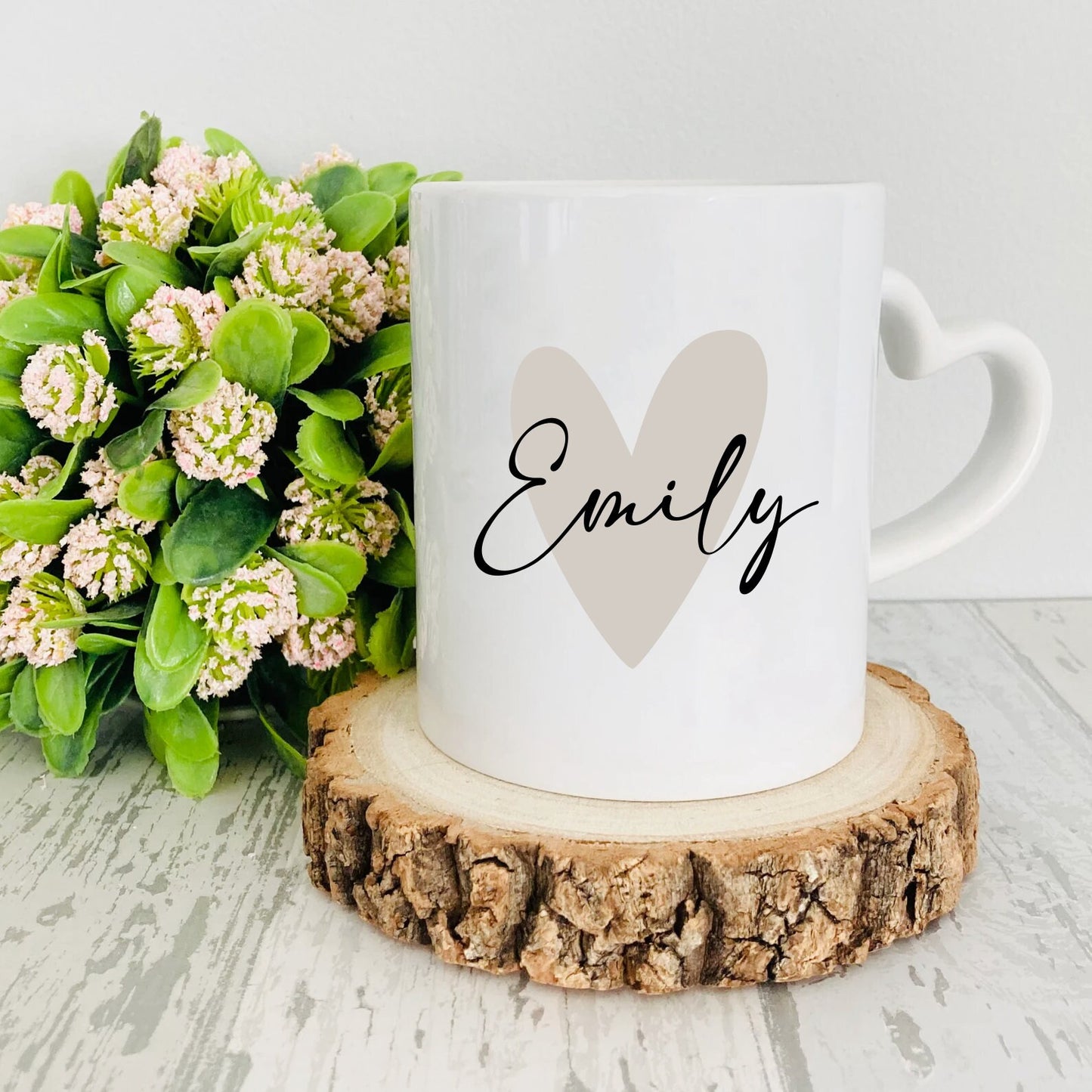 Personalised Name Heart Mug | Heart Handle Coffee Mug | Gifts for Her Mum | Best Friend | Custom Name | Birthday Christmas | Cute Mug