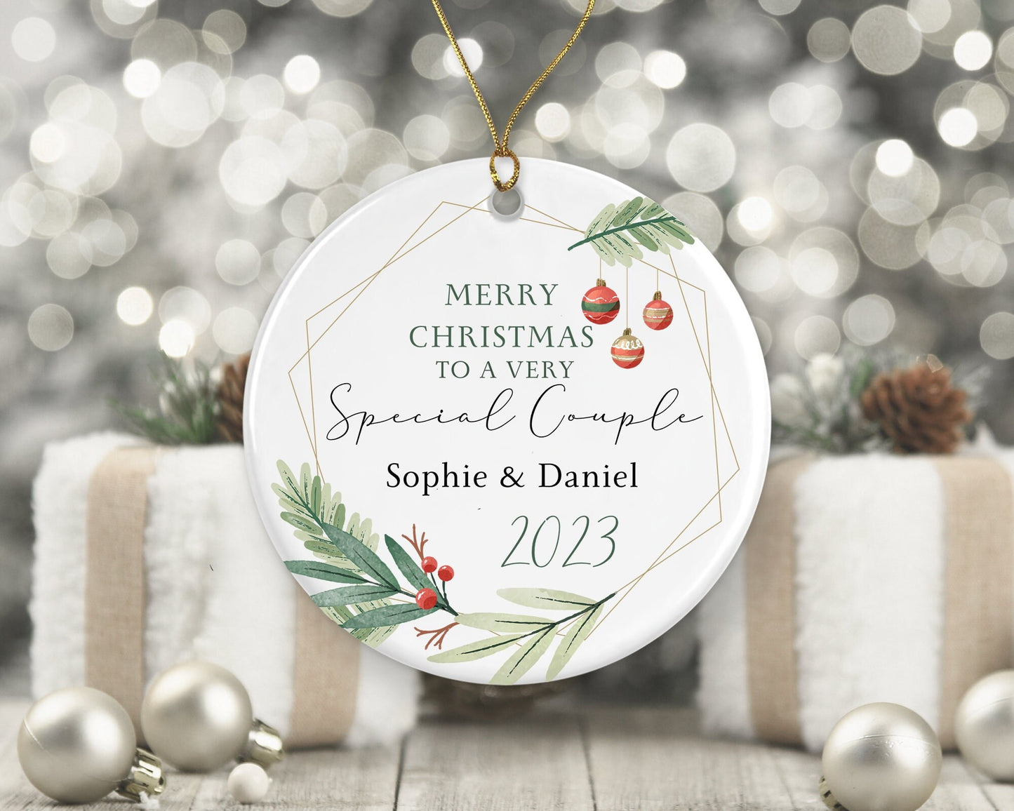 Special Couple Tree Decoration | Personalised Ornament | Ceramic Bauble Keepsake Gift | Mr & Mrs To Be | Couple Gift