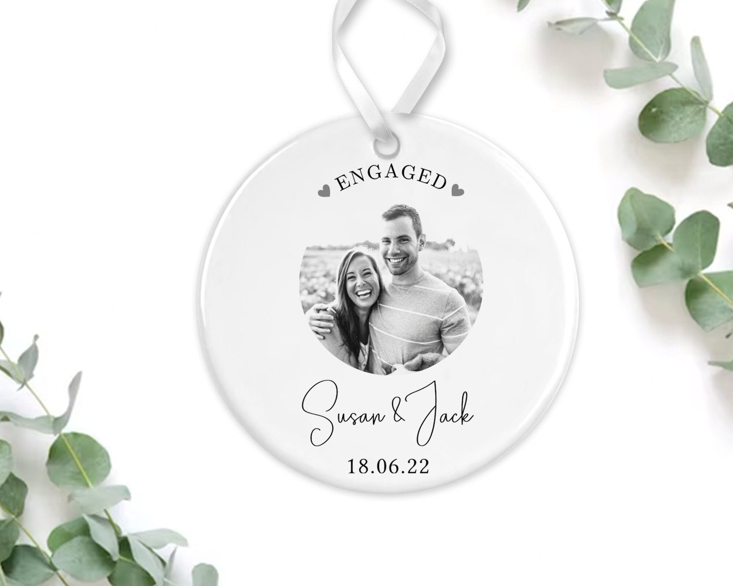 Photo Engagement Gift | Personalised Engagement Present Keepsake | Future Mrs | She Said Yes | Ceramic Ornament | Happy Couple