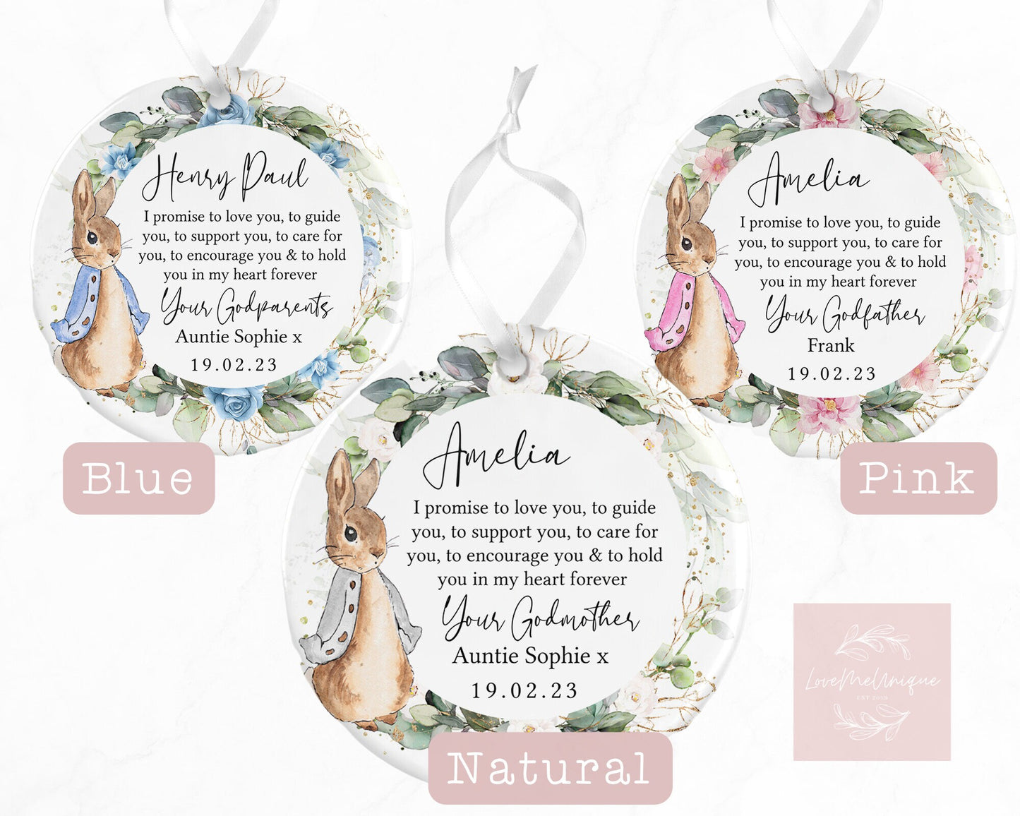 Personalised Christening Gift | Christening Keepsake Gift, Baptism Gift | Ceramic Ornament | Peter Rabbit | Beatrix Potter | From Godparent