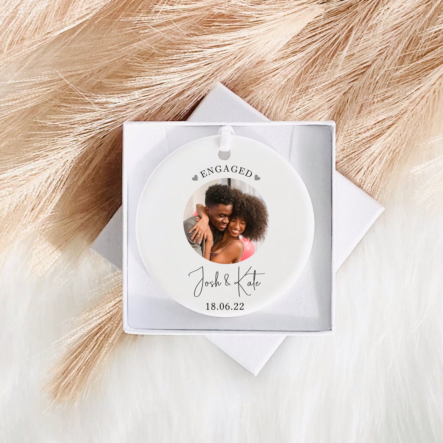 Photo Engagement Gift | Personalised Engagement Present Keepsake | Future Mrs | She Said Yes | Ceramic Ornament | Happy Couple