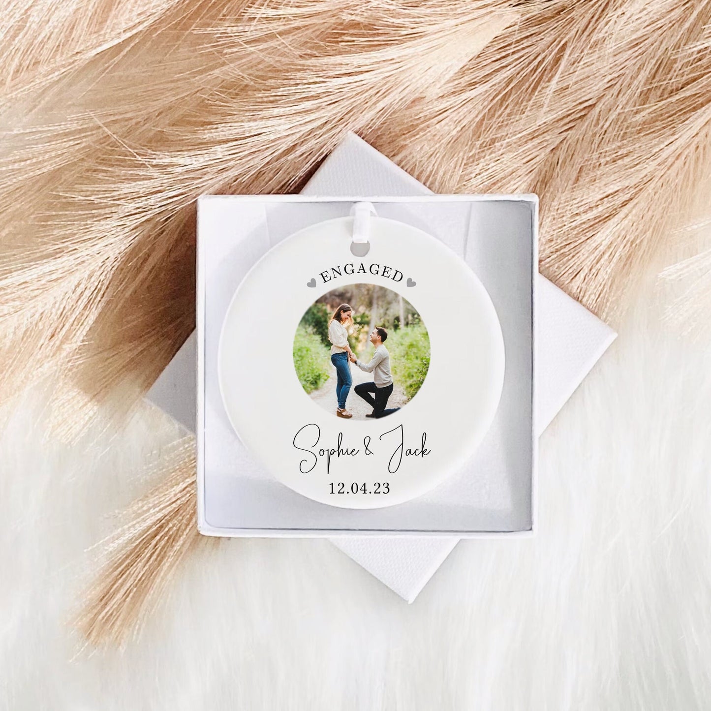 Photo Engagement Gift | Personalised Engagement Present Keepsake | Future Mrs | She Said Yes | Ceramic Ornament | Happy Couple