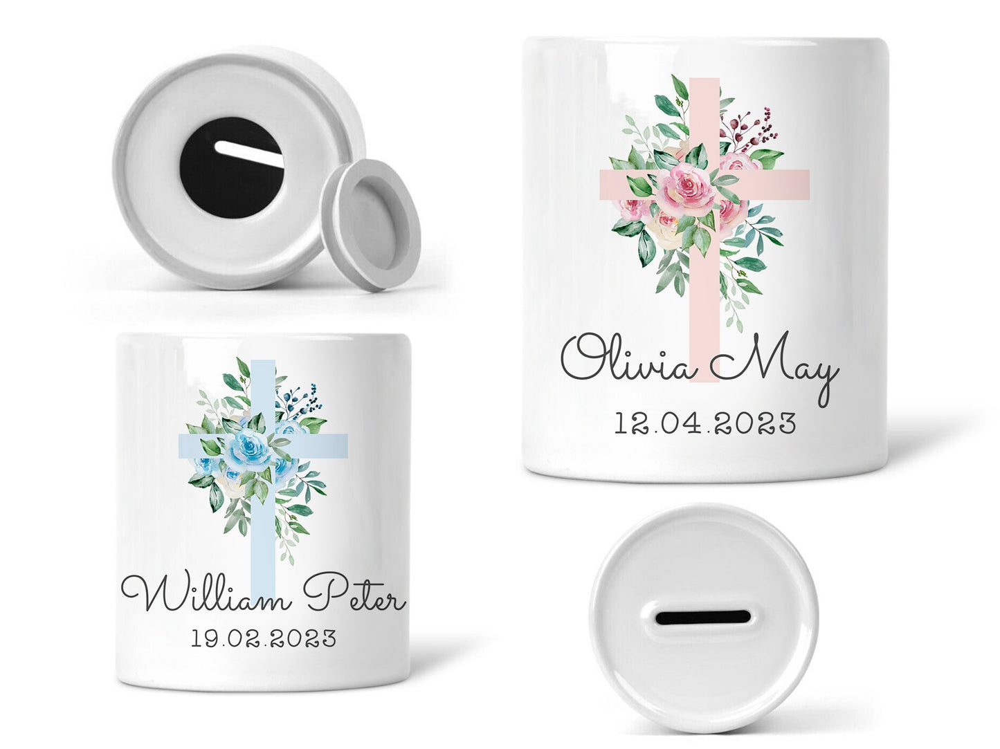 Personalised Money Box | Ceramic | Christening Keepsake | Baptism | Naming Day | Boy & Girl Gift | New Baby Gift | Holy Communion