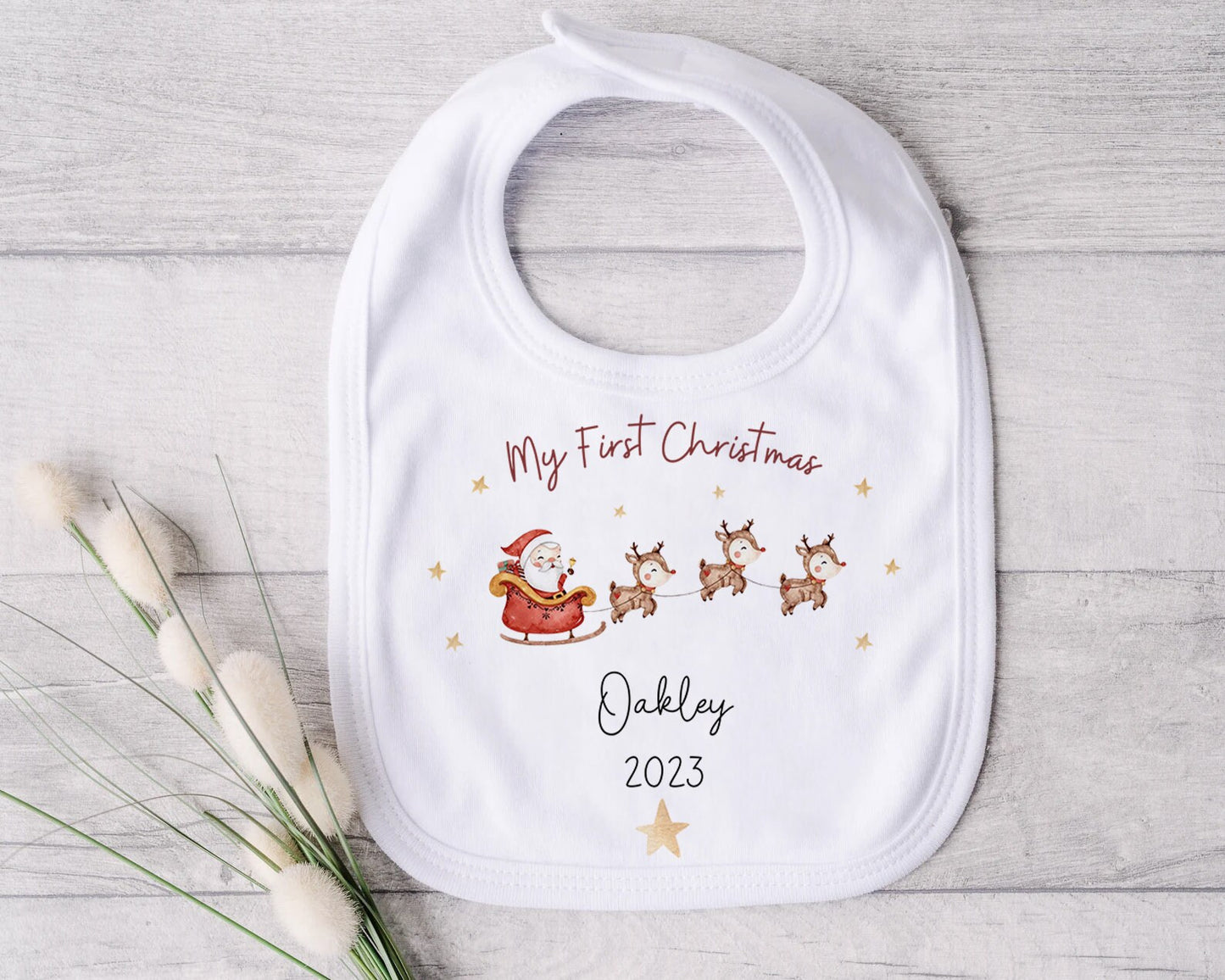 My 1st Christmas Baby Grow Personalised | Santa Reindeer Cute Vest, Sleepsuit, Romper, Bib Unisex Babygrow | Christmas Outfit | Baby Gift