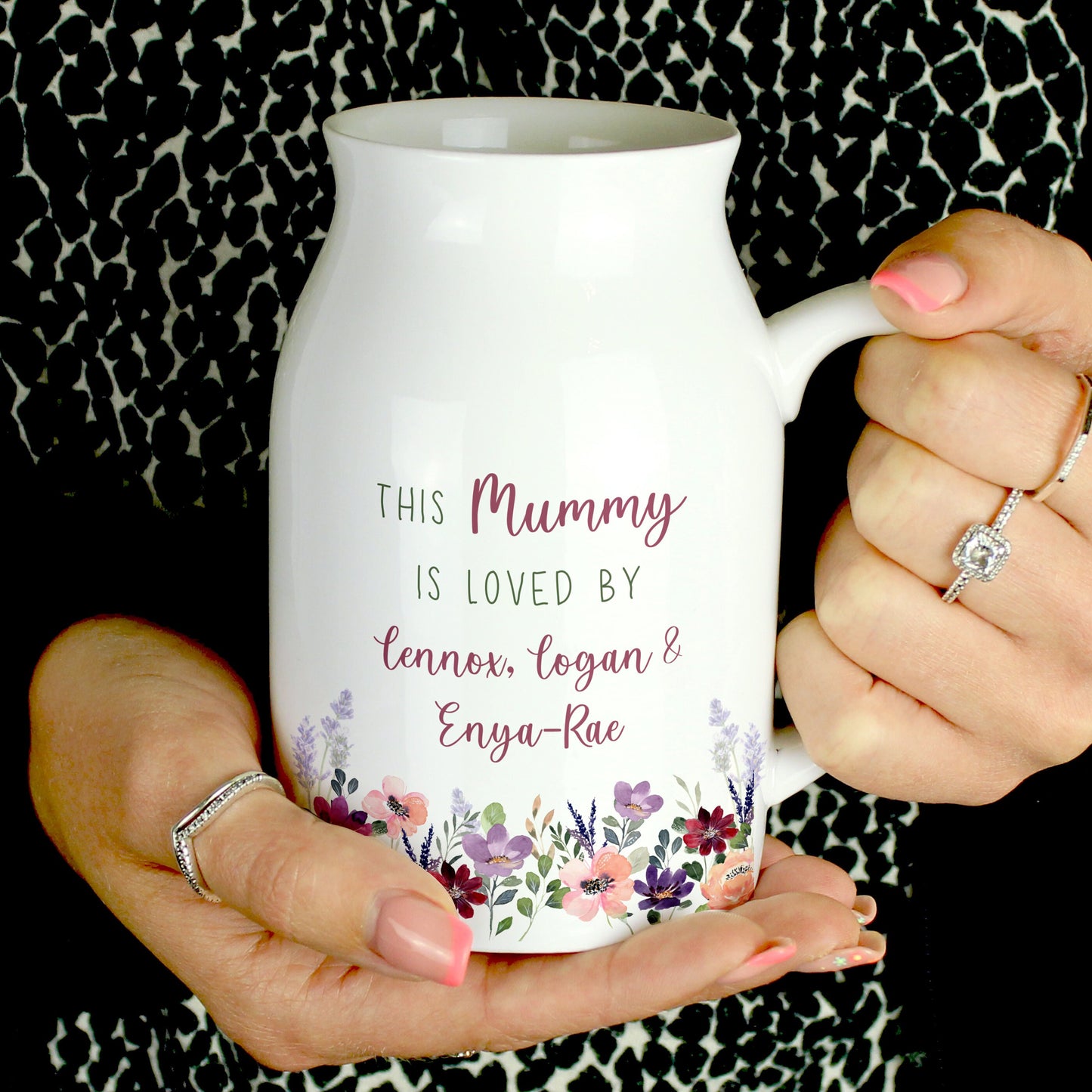 Personalised Vase Jug Milk Jug Mug | Loved By | Flower Pot | Mothers day gift | Gift for Her | Mum Nan Gift | Small Ceramic Floral Design