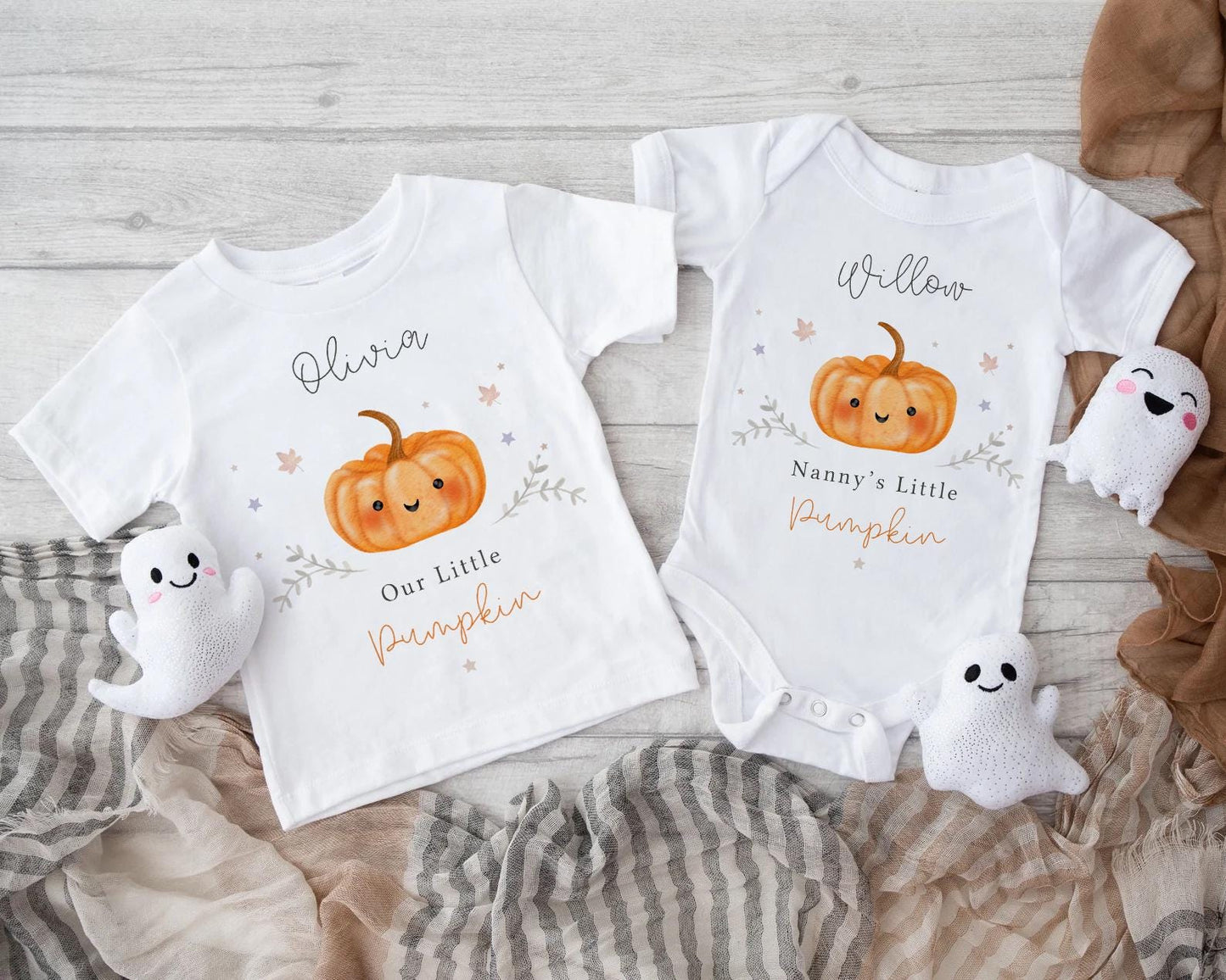 Little Pumpkin Personalised T-Shirt | Baby, Toddler & Kids Cute Pumpkin Outfit | Spooky Season, Kids Halloween Name Shirt | Unisex Top