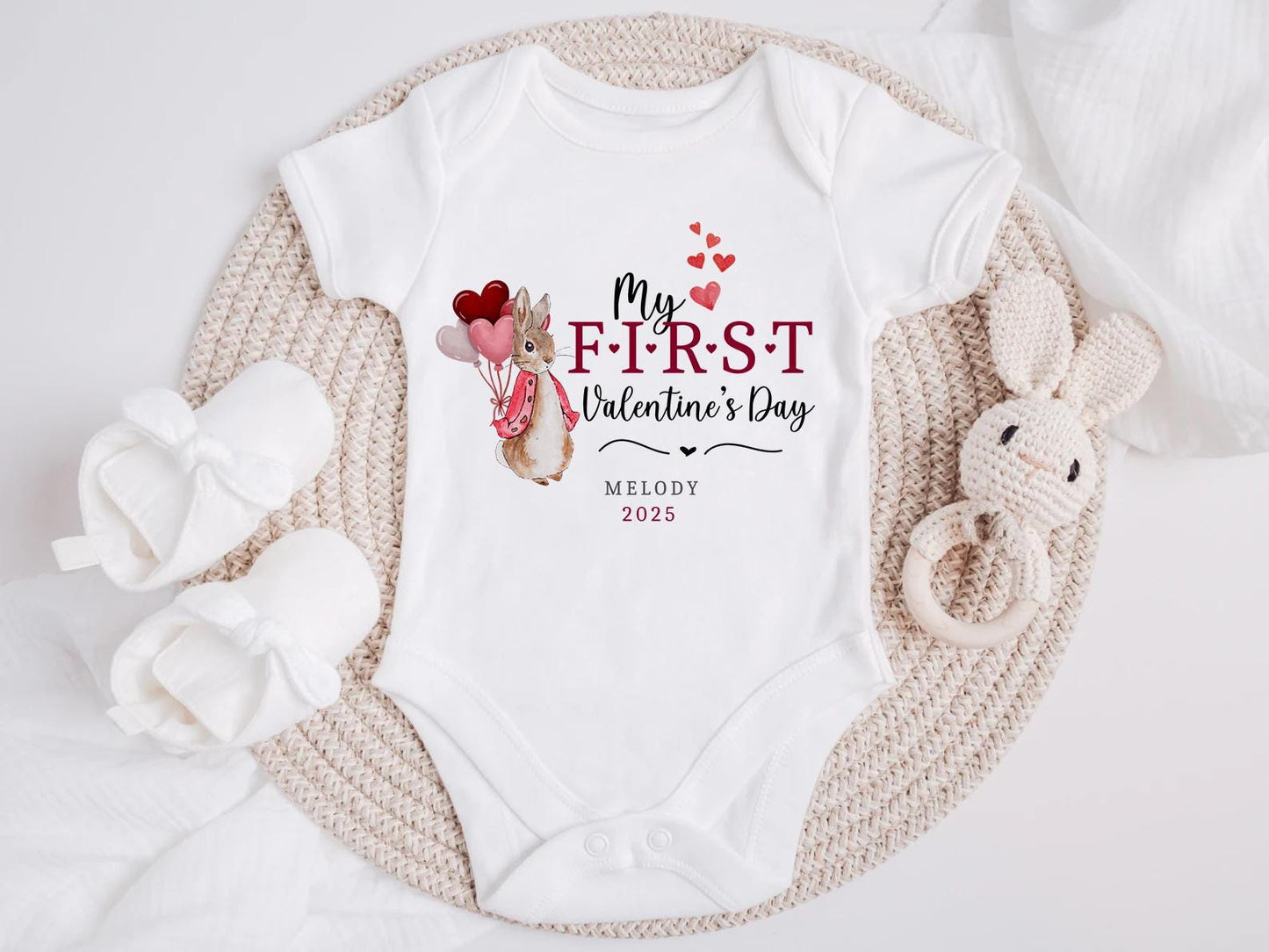 First Valentines | Beatrix Potter | Peter Rabbit | Vest, Sleepsuit, Romper, Bib Unisex Babygrow | Baby Clothes | Newborn Gift | My First
