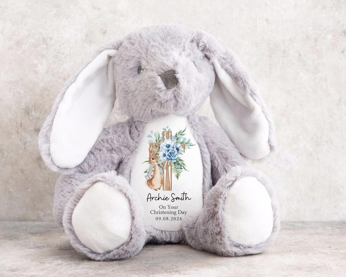 Personalised Christening Teddy | Beatrix Potter Gift | Gifts for Grandchildren | Baby Boy | Baby Girl | Bunny Rabbit | Baptism | Godchild