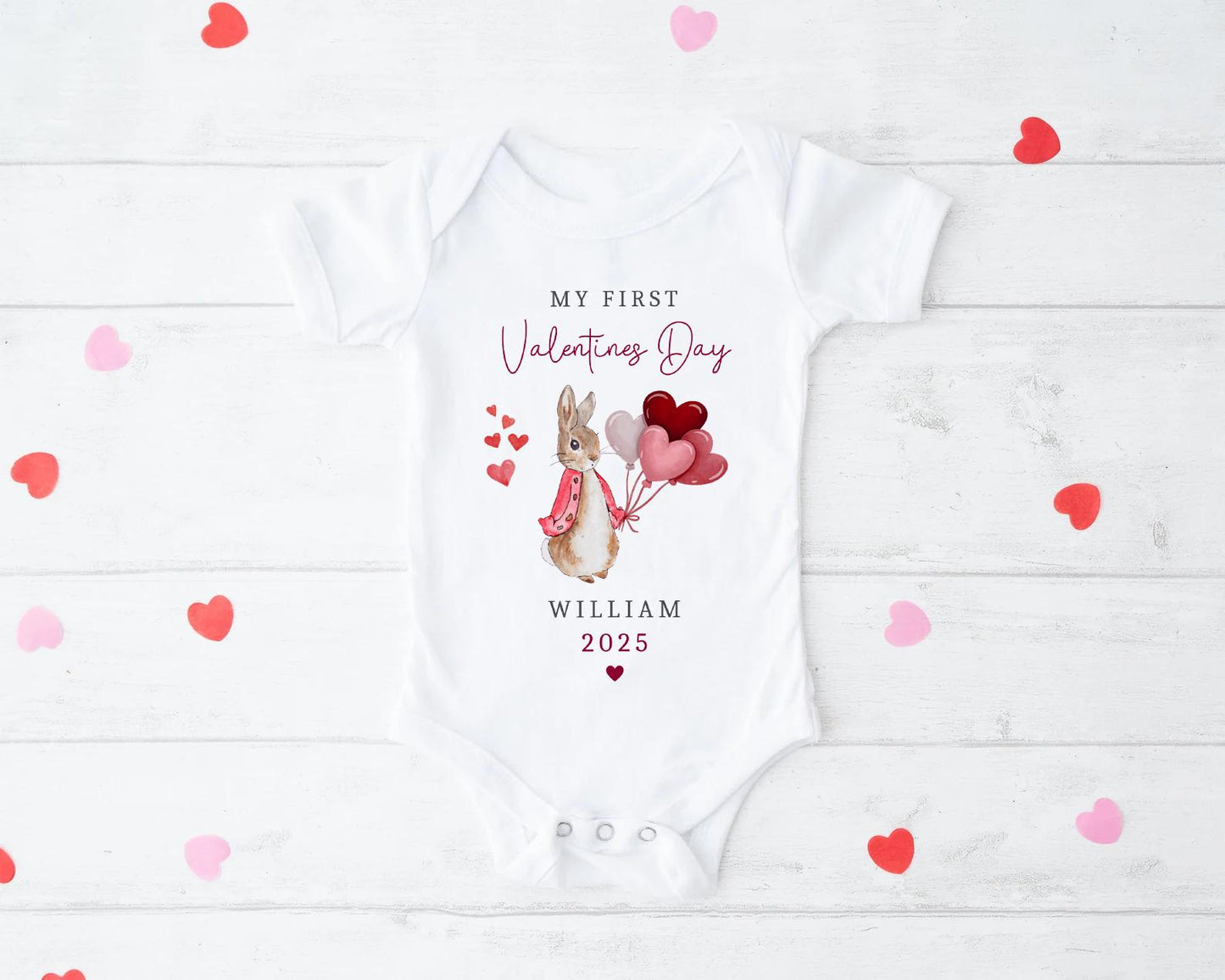 My First Valentines | Beatrix Potter | Peter Rabbit | Vest, Sleepsuit, Romper, Bib Unisex Babygrow | Baby Clothes | Newborn Gift