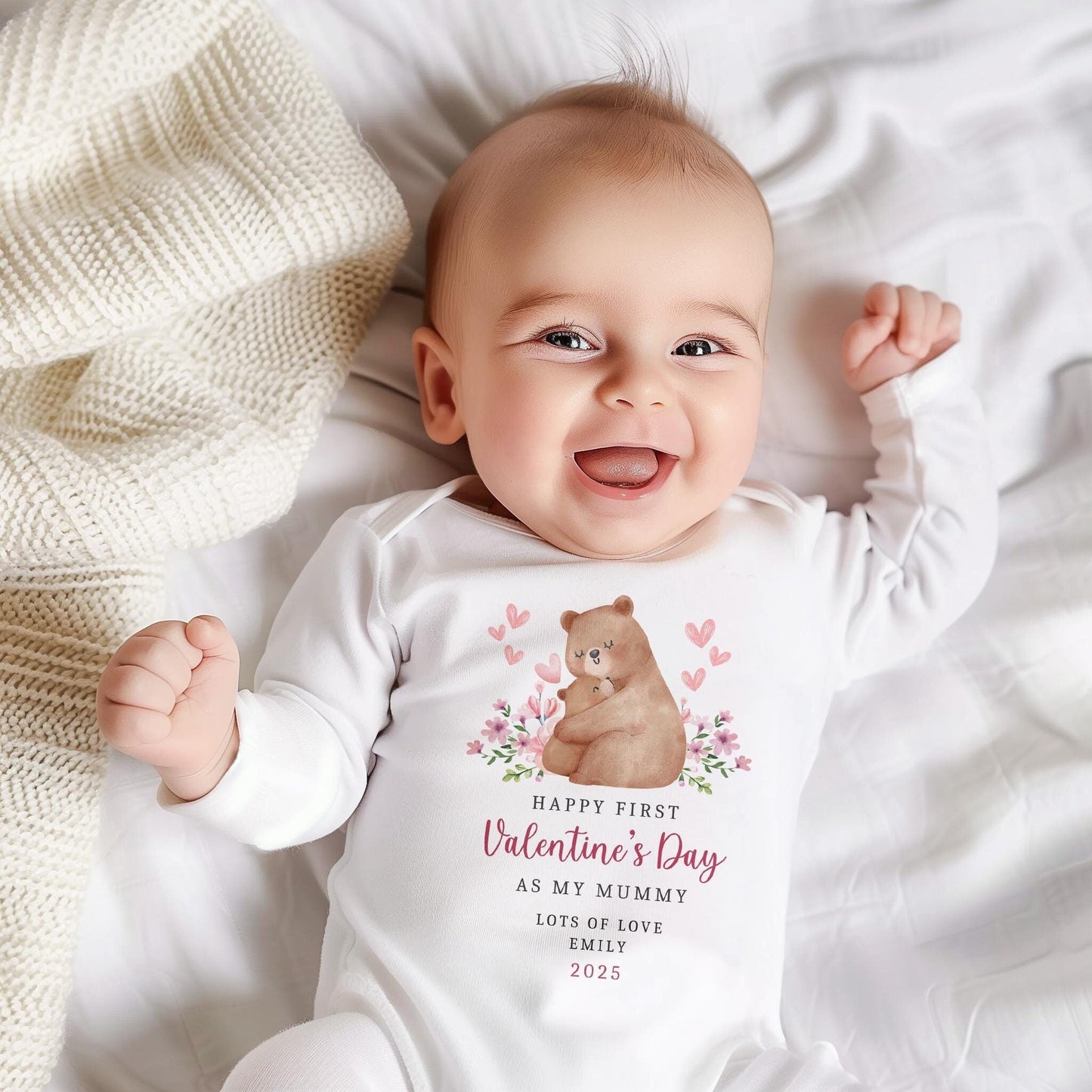 Happy First Valentines Day As My Mummy & Daddy | 1st Valentines | Vest, Sleepsuit, Romper, Bib Unisex Babygrow | Baby Clothes | Newborn Gift