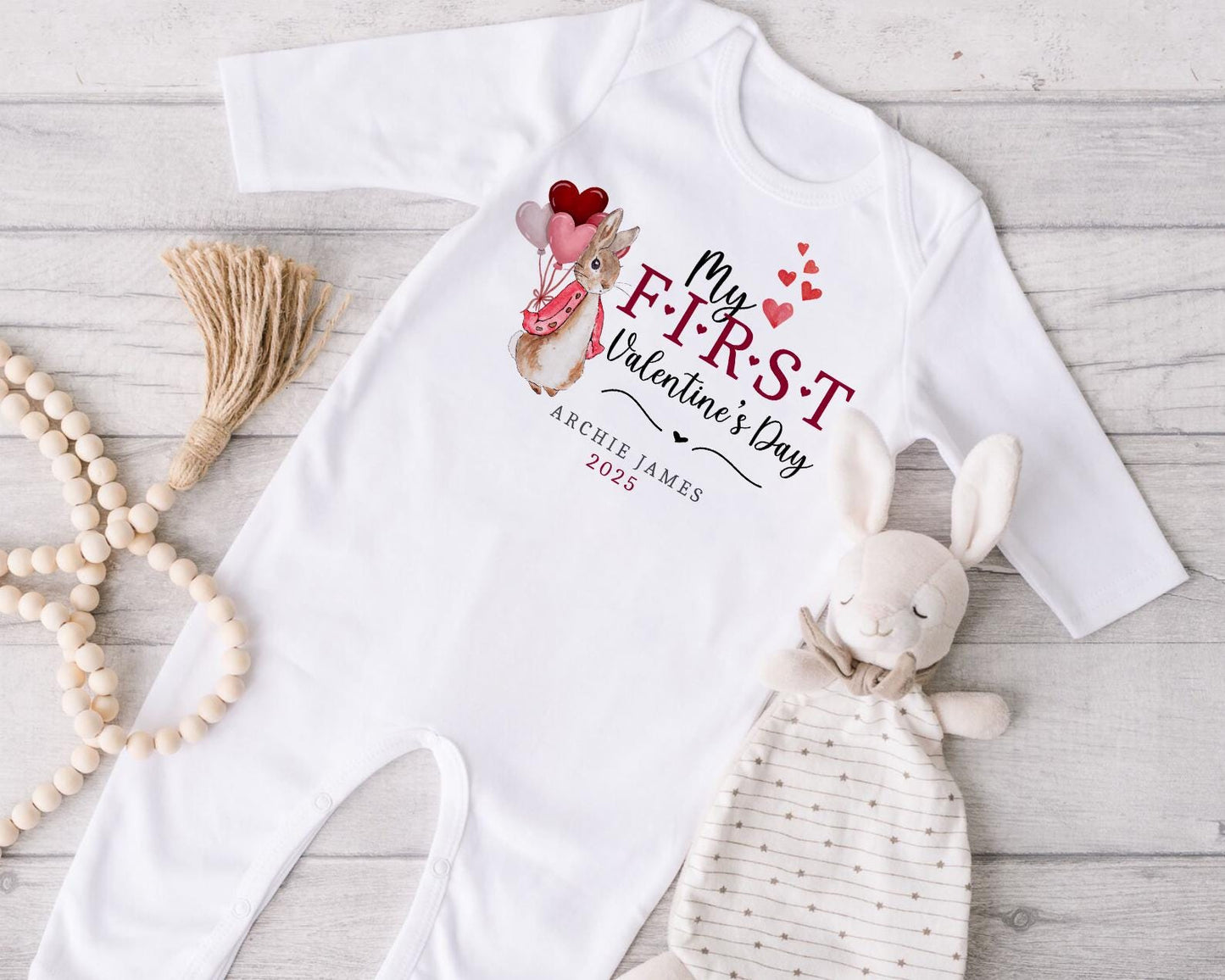 First Valentines | Beatrix Potter | Peter Rabbit | Vest, Sleepsuit, Romper, Bib Unisex Babygrow | Baby Clothes | Newborn Gift | My First