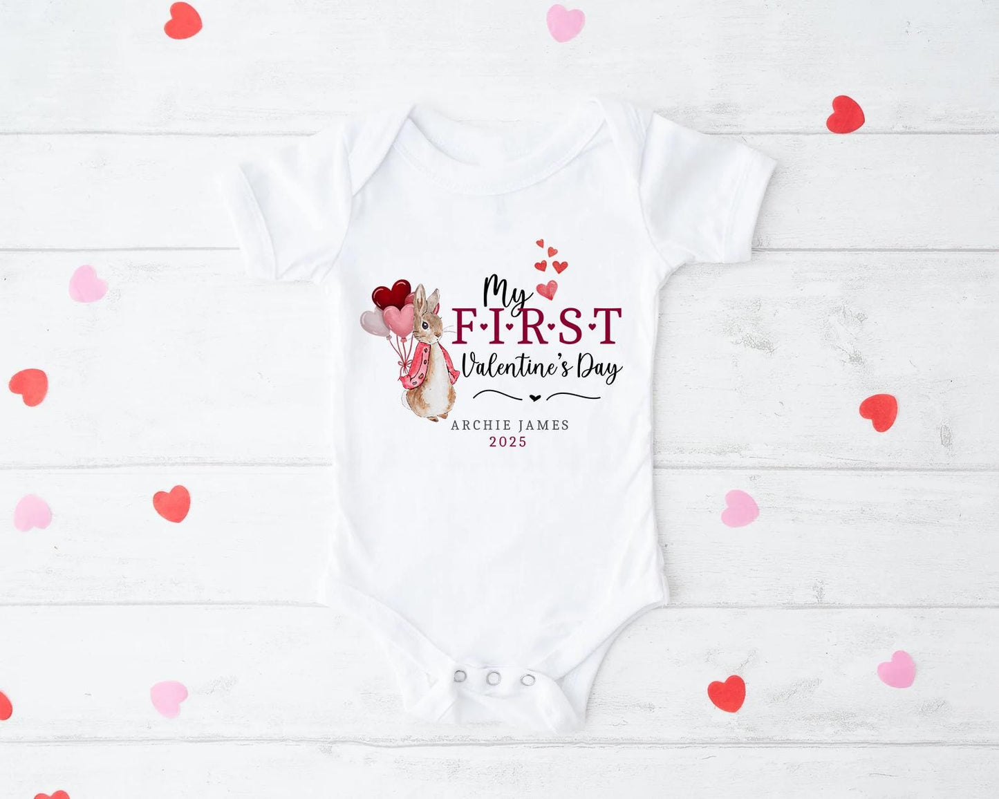 First Valentines | Beatrix Potter | Peter Rabbit | Vest, Sleepsuit, Romper, Bib Unisex Babygrow | Baby Clothes | Newborn Gift | My First