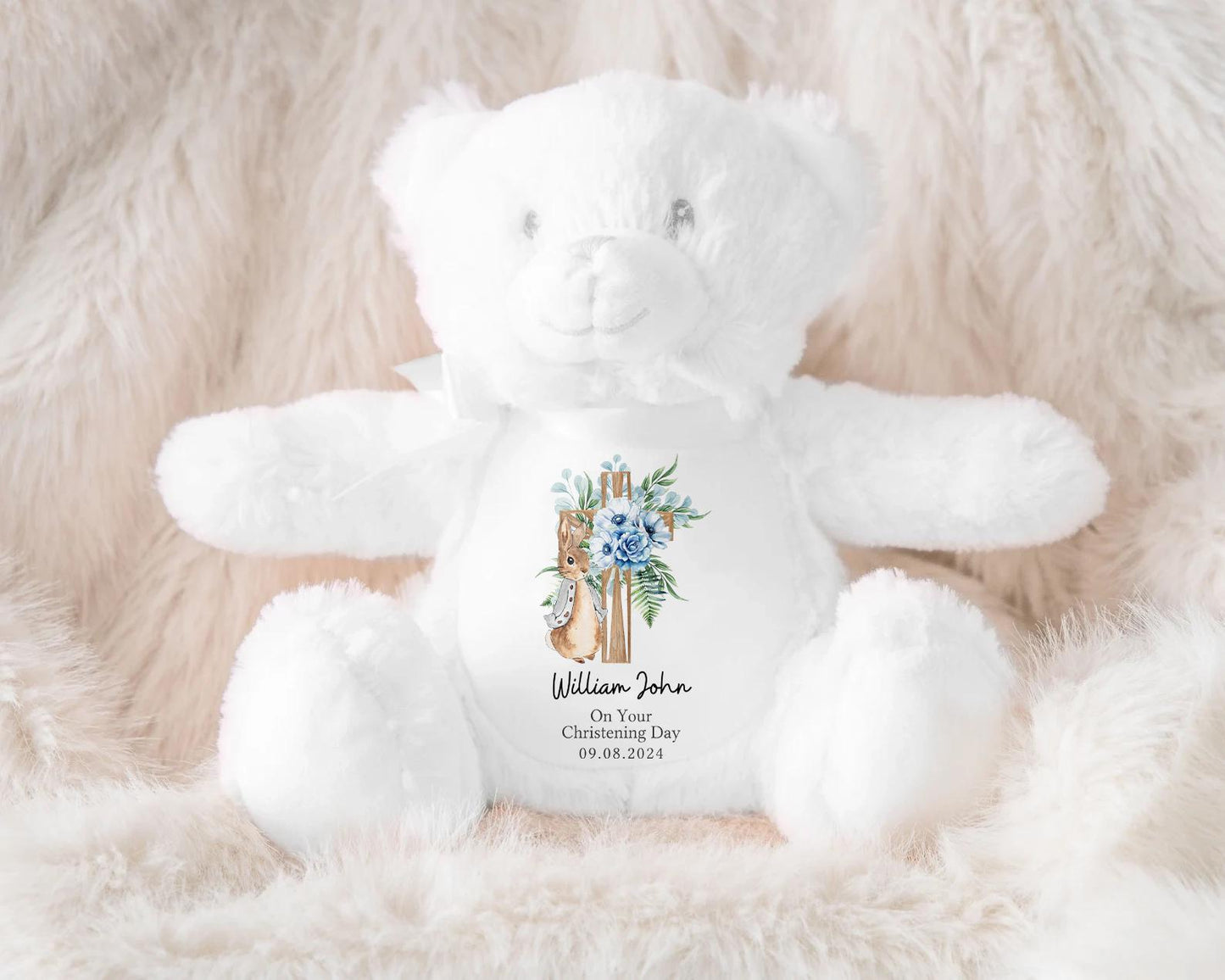 Personalised Christening Teddy | Beatrix Potter Gift | Gifts for Grandchildren | Baby Boy | Baby Girl | Bunny Rabbit | Baptism | Godchild