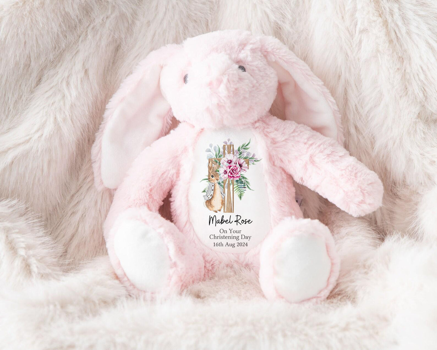 Personalised Christening Teddy | Beatrix Potter Gift | Gifts for Grandchildren | Baby Boy | Baby Girl | Bunny Rabbit | Baptism | Godchild