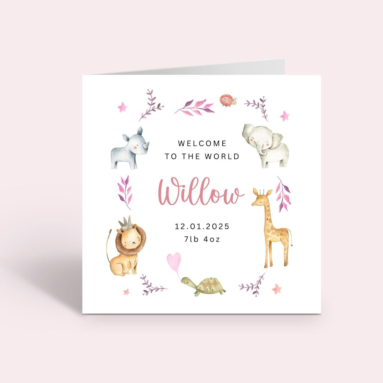 New Baby Card Safari Animals