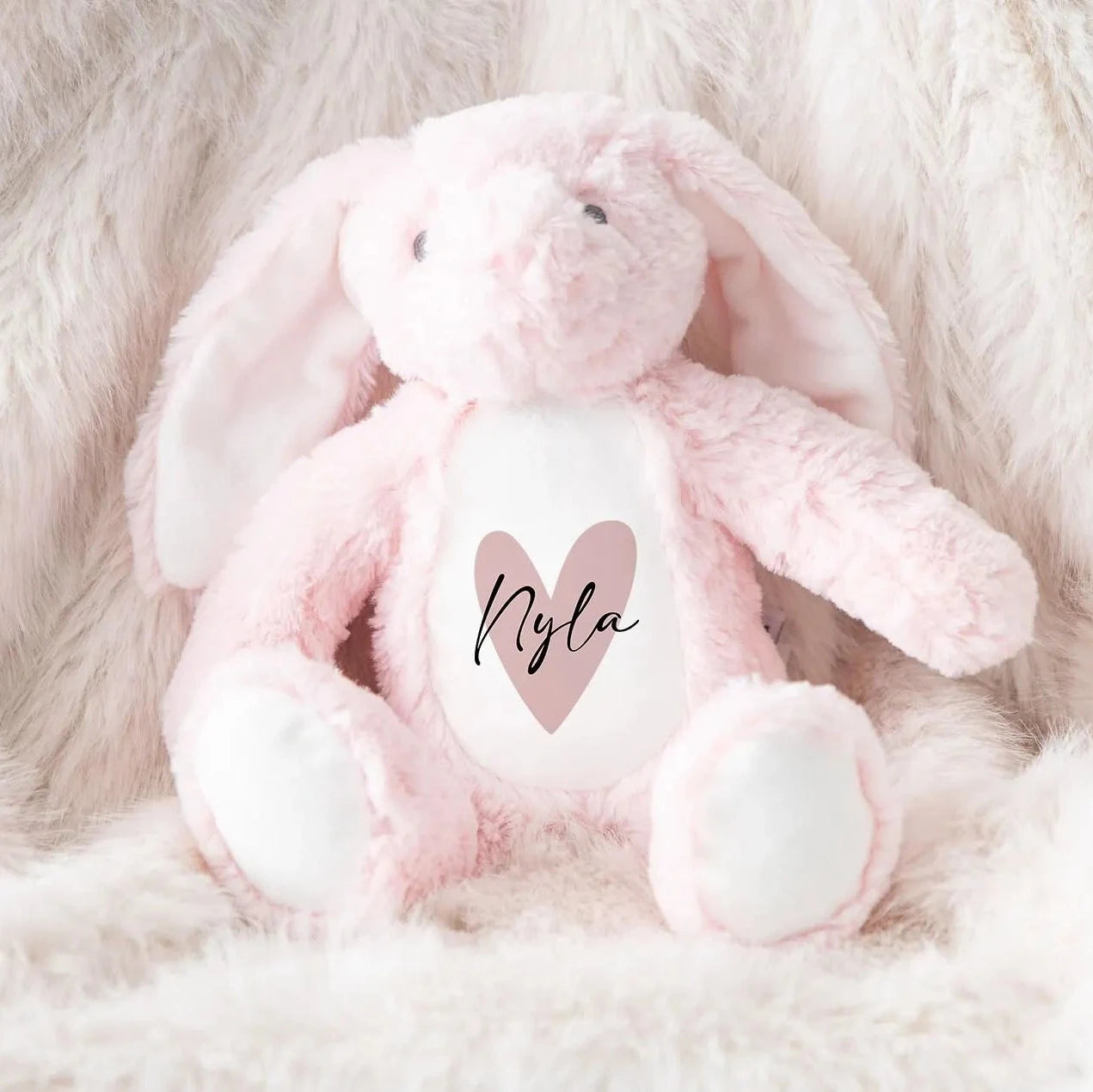 Personalised Name Heart Rabbit Teddy