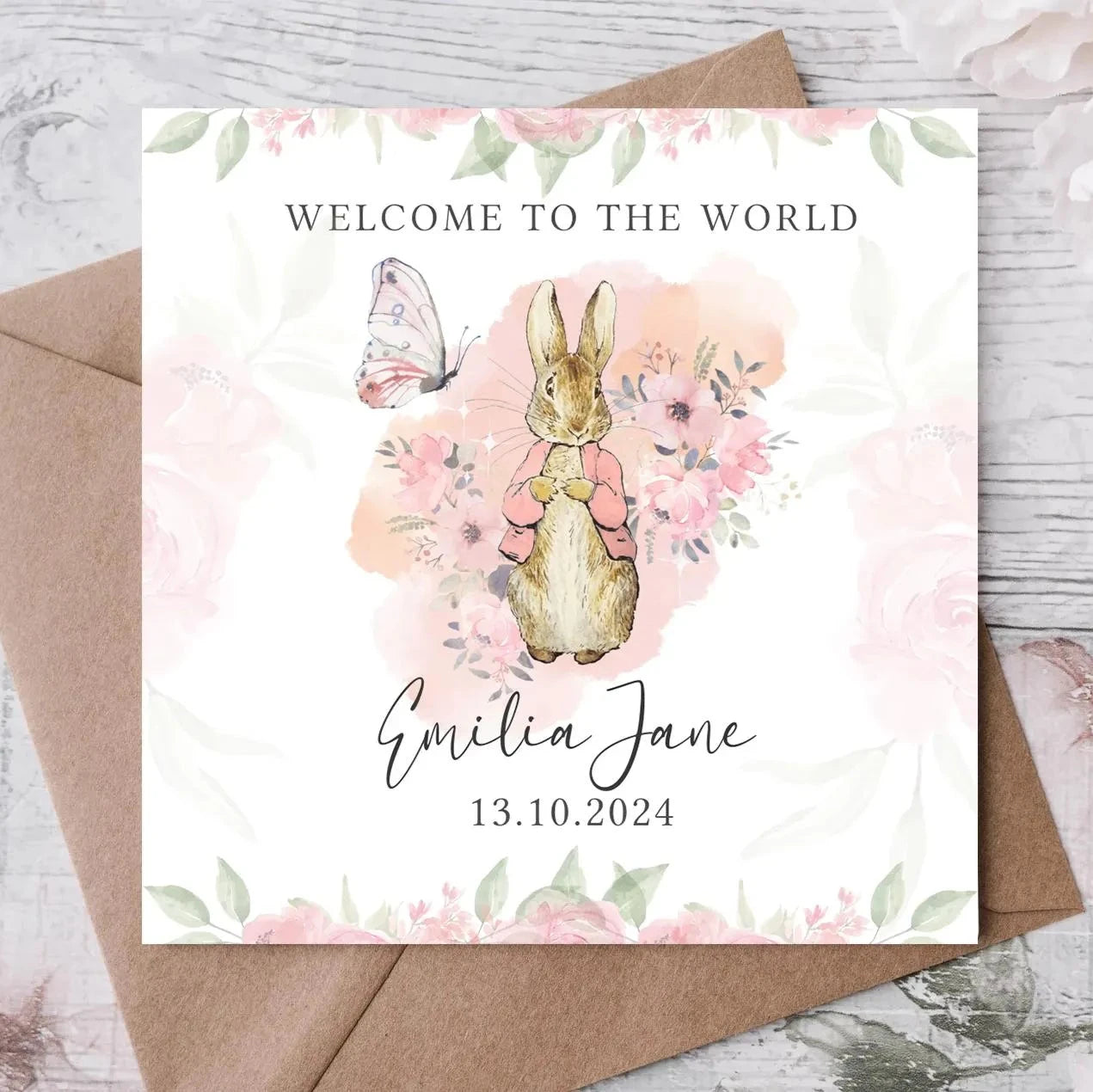 New Baby Girl Rabbit Card