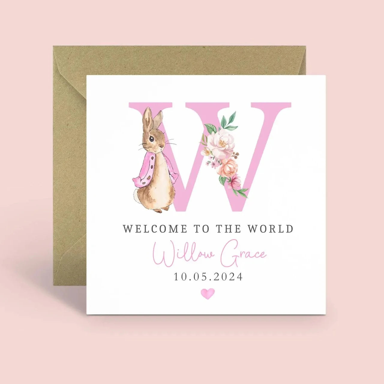 New Baby Girl Flopsy Rabbit Card