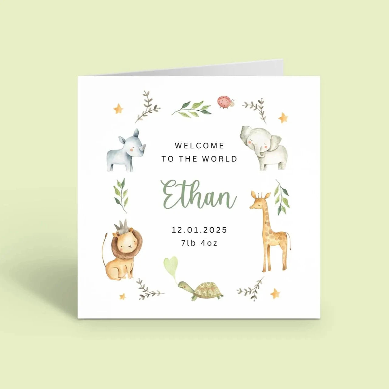 New Baby Card Safari Animals