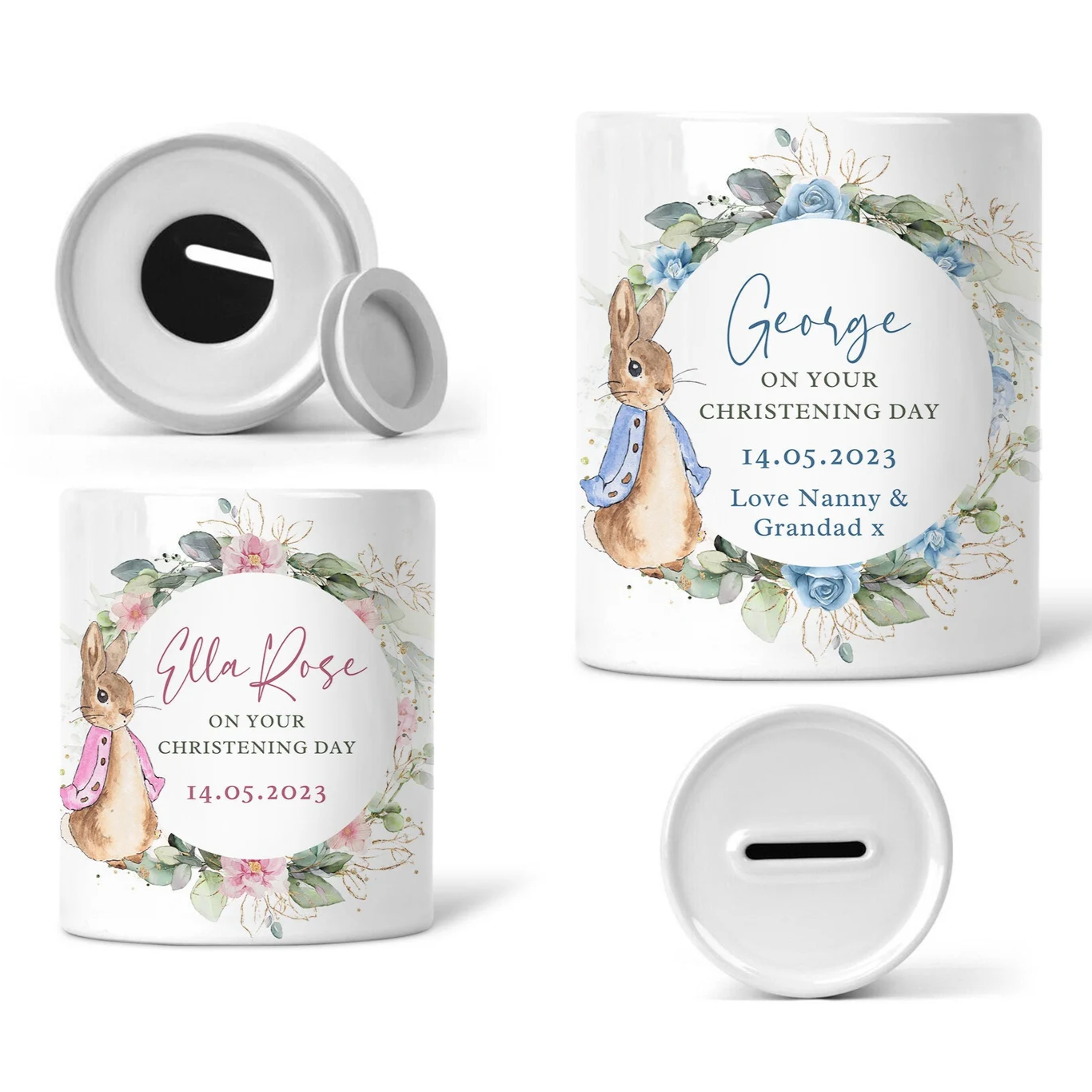 Beatrix Potter Themed Personalised Christening Money Box
