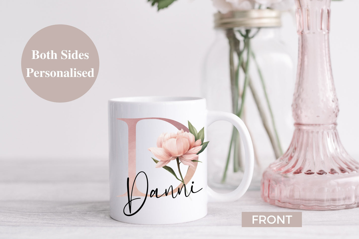 Personalised Bride Mug | Bridal Gift | Birthday Gift | Engagement | Hen Party Gift | Coffee Mug | Bridal Rose Gold | Initial Floral