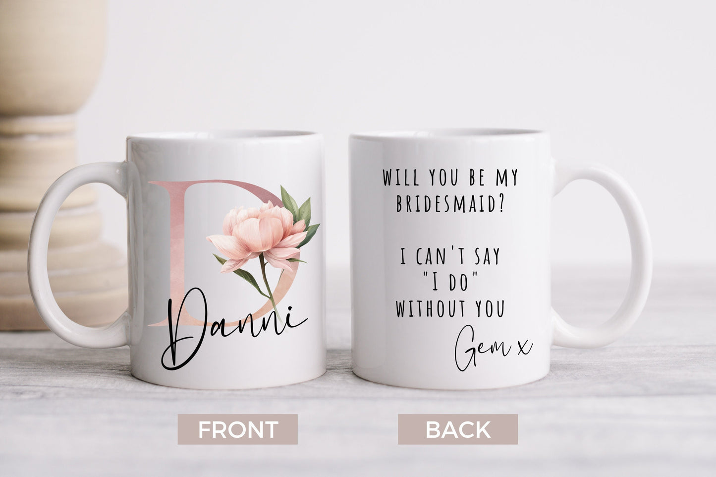 Personalised Bride Mug | Bridal Gift | Birthday Gift | Engagement | Hen Party Gift | Coffee Mug | Bridal Rose Gold | Initial Floral