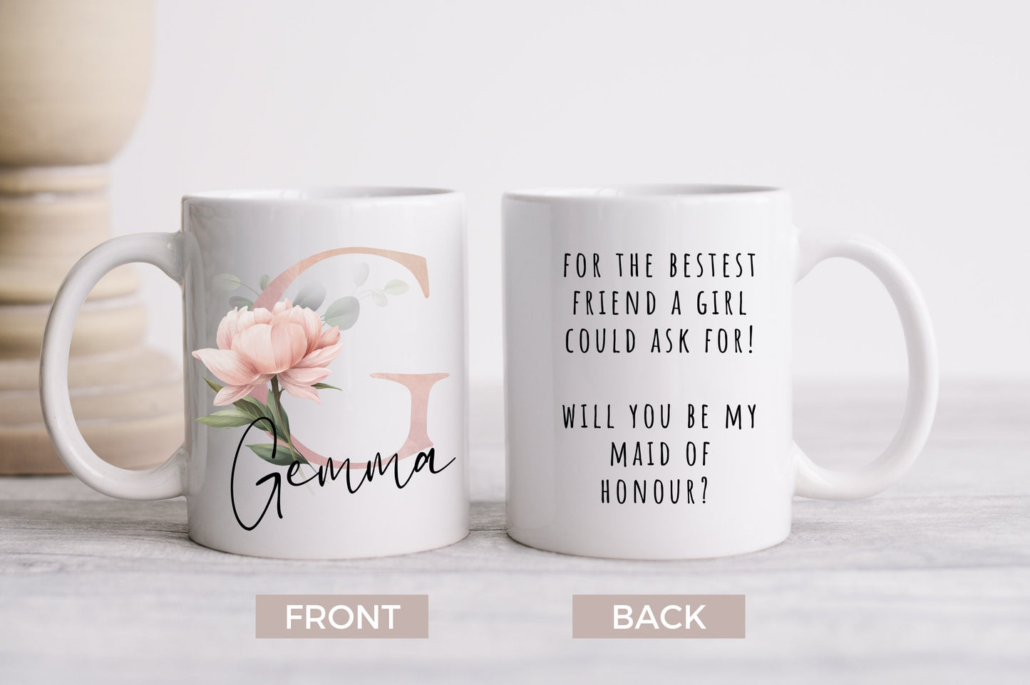 Personalised Bride Mug | Bridal Gift | Birthday Gift | Engagement | Hen Party Gift | Coffee Mug | Bridal Rose Gold | Initial Floral