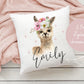 GIRLS Llama Cushion | Personalised Print Design | Bedroom Decor | Cute Llama | Baby Gift | Birthday Gift | Scatter Cuddle