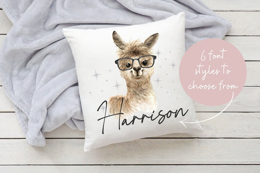BOYS Llama Cushion | Personalised Print Design | Bedroom Decor | Cute Llama | Baby Gift | Birthday Gift | Scatter Cuddle | Boys room | Fun