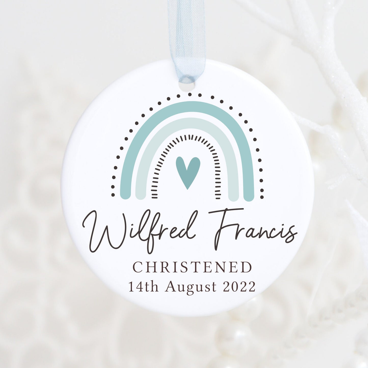 Christening Keepsake | Baby's Christening | Ceramic decoration | Baptism | Custom Rainbow | Any Name Date | Gifts from Godparent