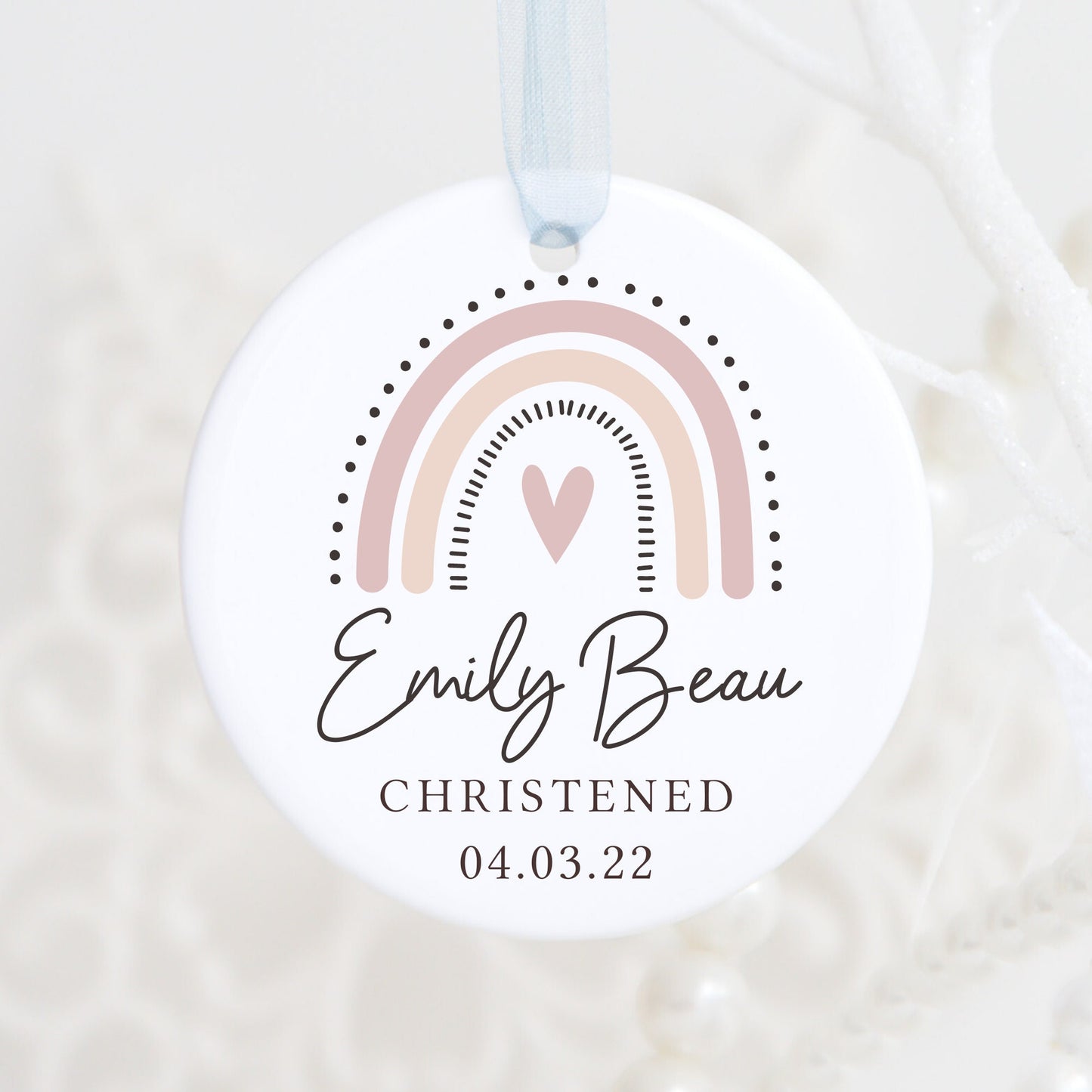 Christening Keepsake | Baby's Christening | Ceramic decoration | Baptism | Custom Rainbow | Any Name Date | Gifts from Godparent