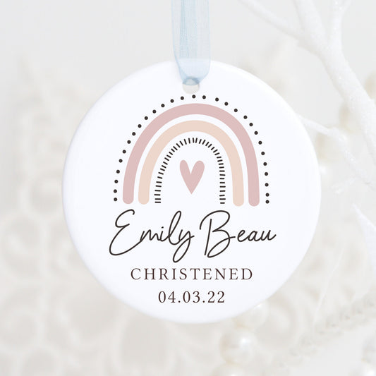 Christening Keepsake | Baby's Christening | Ceramic decoration | Baptism | Custom Rainbow | Any Name Date | Gifts from Godparent