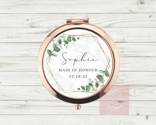 Personalised Compact Mirror | Bridesmaid Proposal Gifts | Wedding Favours | Mother of the Groom | Keepsakes | Maid of Honour | Hen Party
